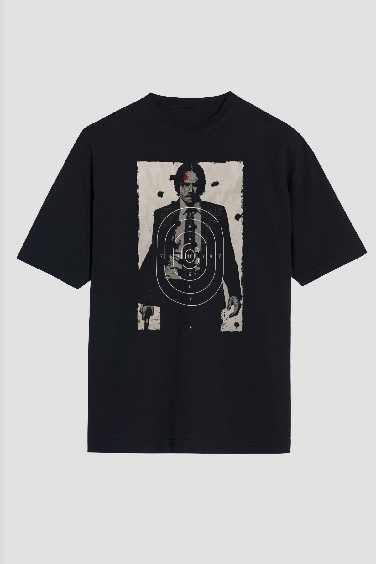 Unisex John Wick Baskılı Siyah Unisex Oversize Tshirt