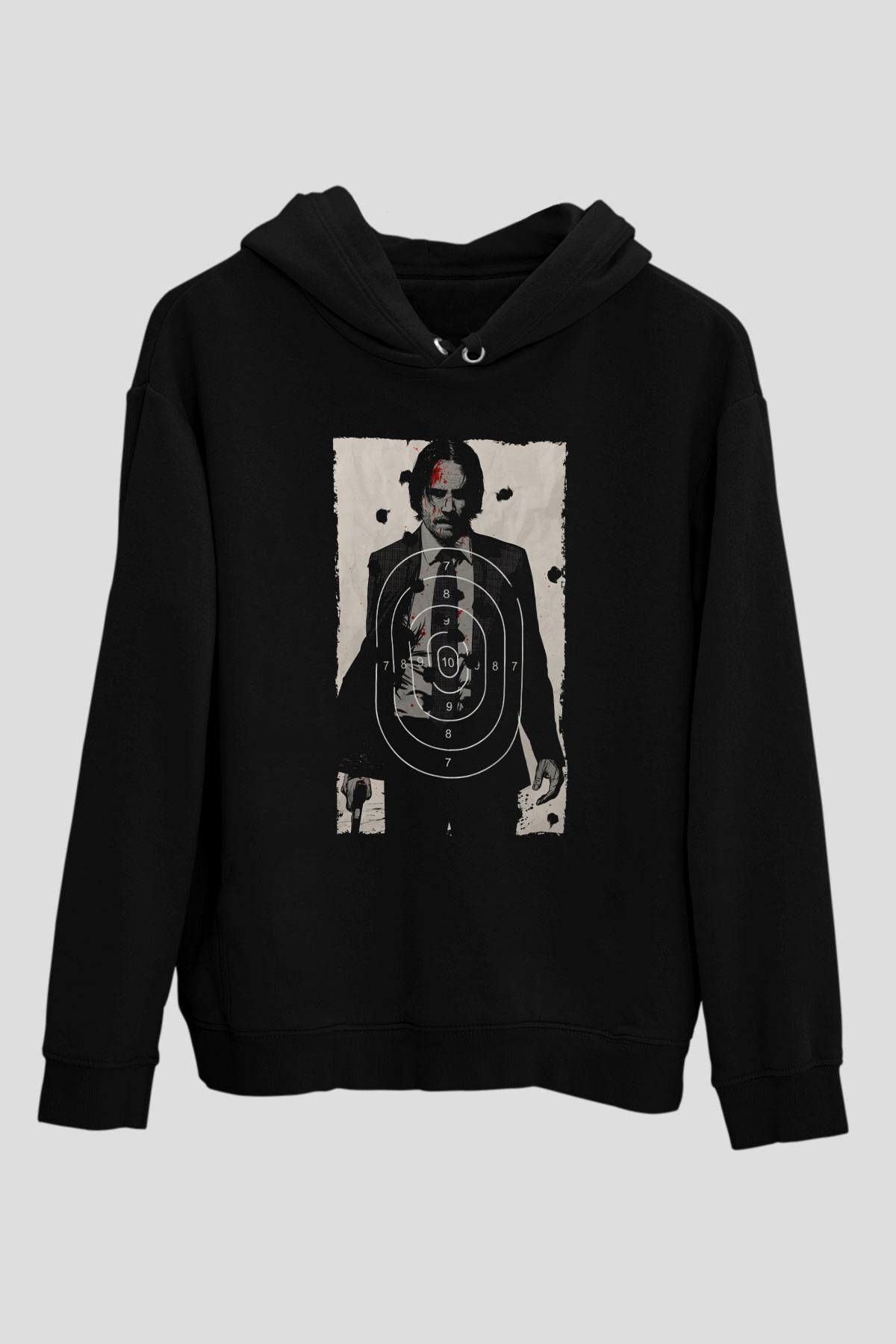 Unisex John Wick Baskılı Siyah Unisex Kapüşonlu Sweatshirt