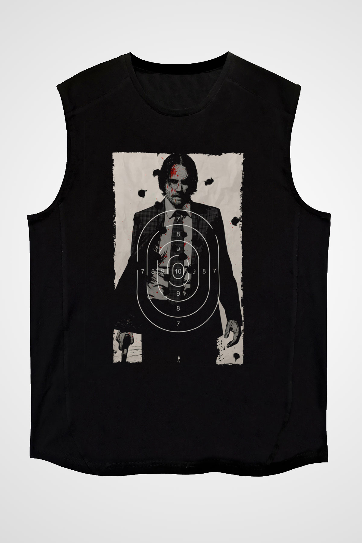 Unisex John Wick Baskılı Siyah Unisex Kolsuz Tshirt
