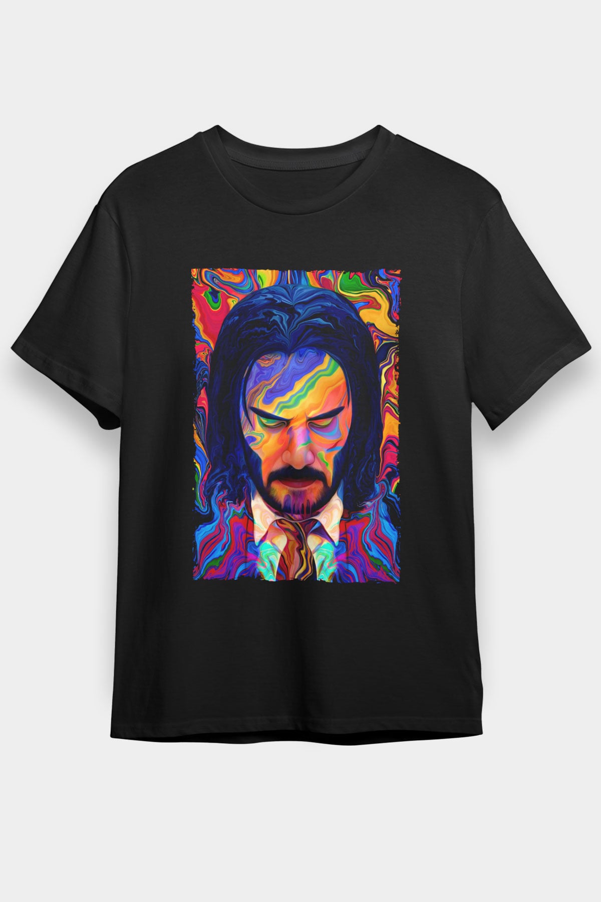 Unisex John Wick Serisi (John Wick) Baskılı Siyah T-Shirt