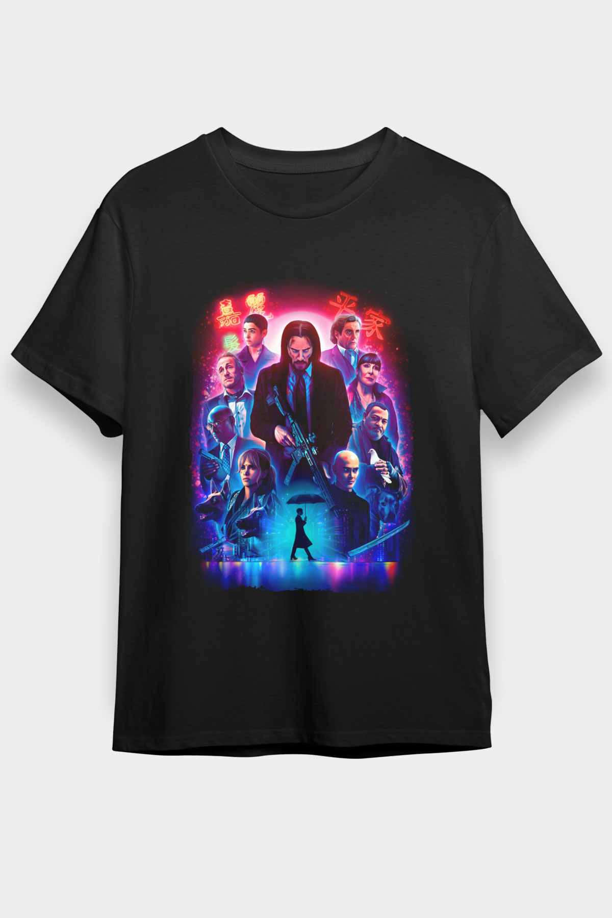 Unisex John Wick Serisi (John Wick) Baskılı Siyah Tshirt