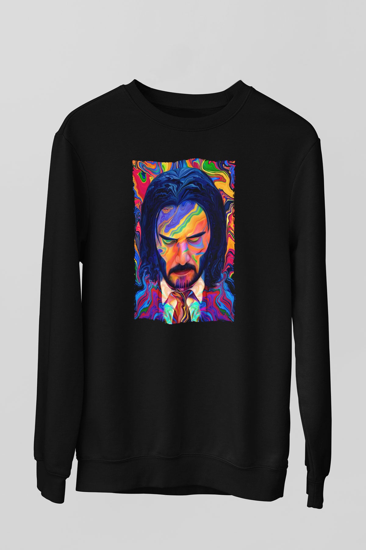 Unisex John Wick Serisi (John Wick) Baskılı Siyah Sweatshirt
