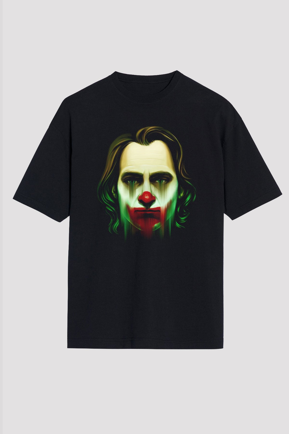 Unisex Joker Baskılı Siyah Oversize T-shirt