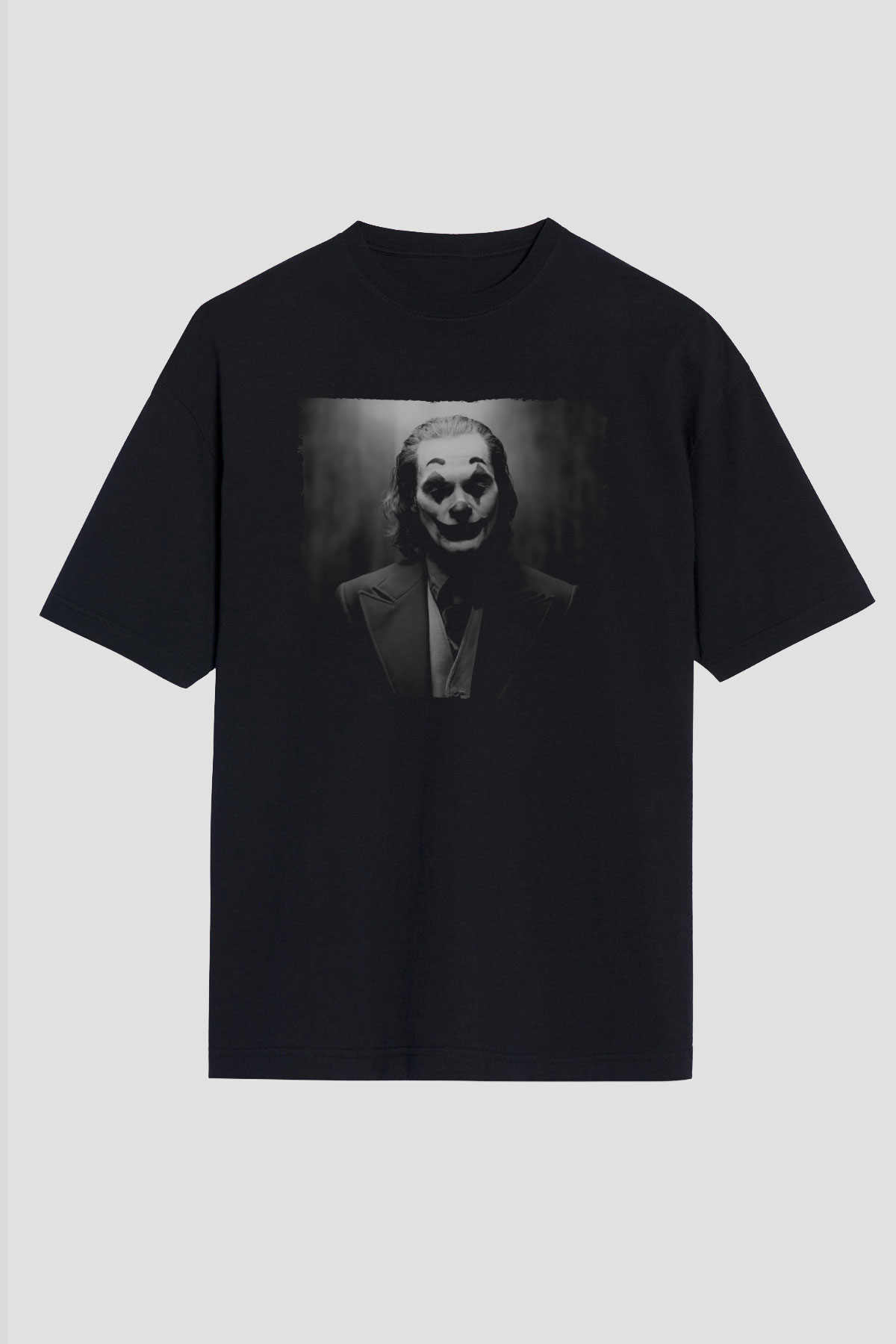 Unisex Joker Baskılı Siyah Oversize Tişört
