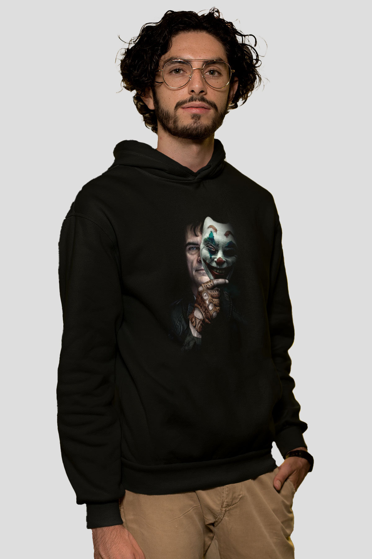 Unisex Joker Siyah Kapu onlu Sweatshirt