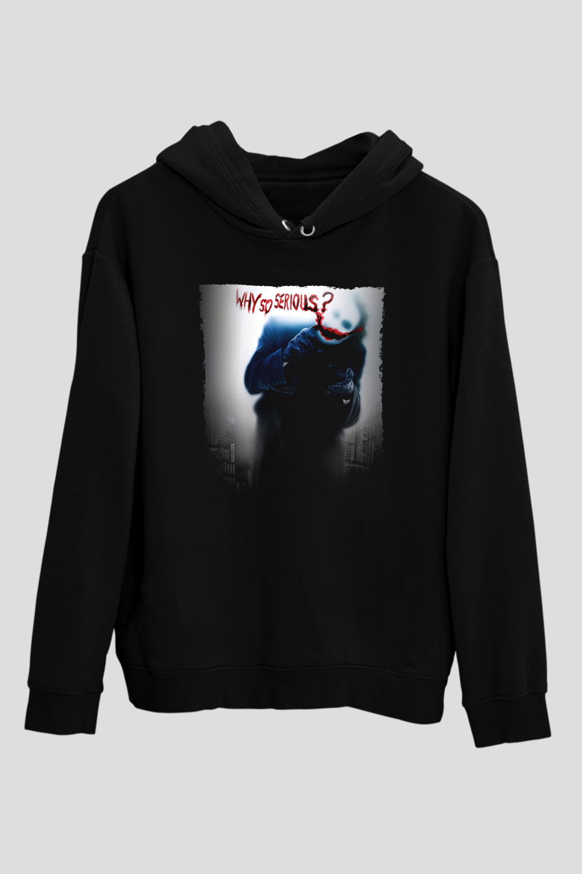 Unisex Joker Siyah Unisex Kapüşonlu Sweatshirt
