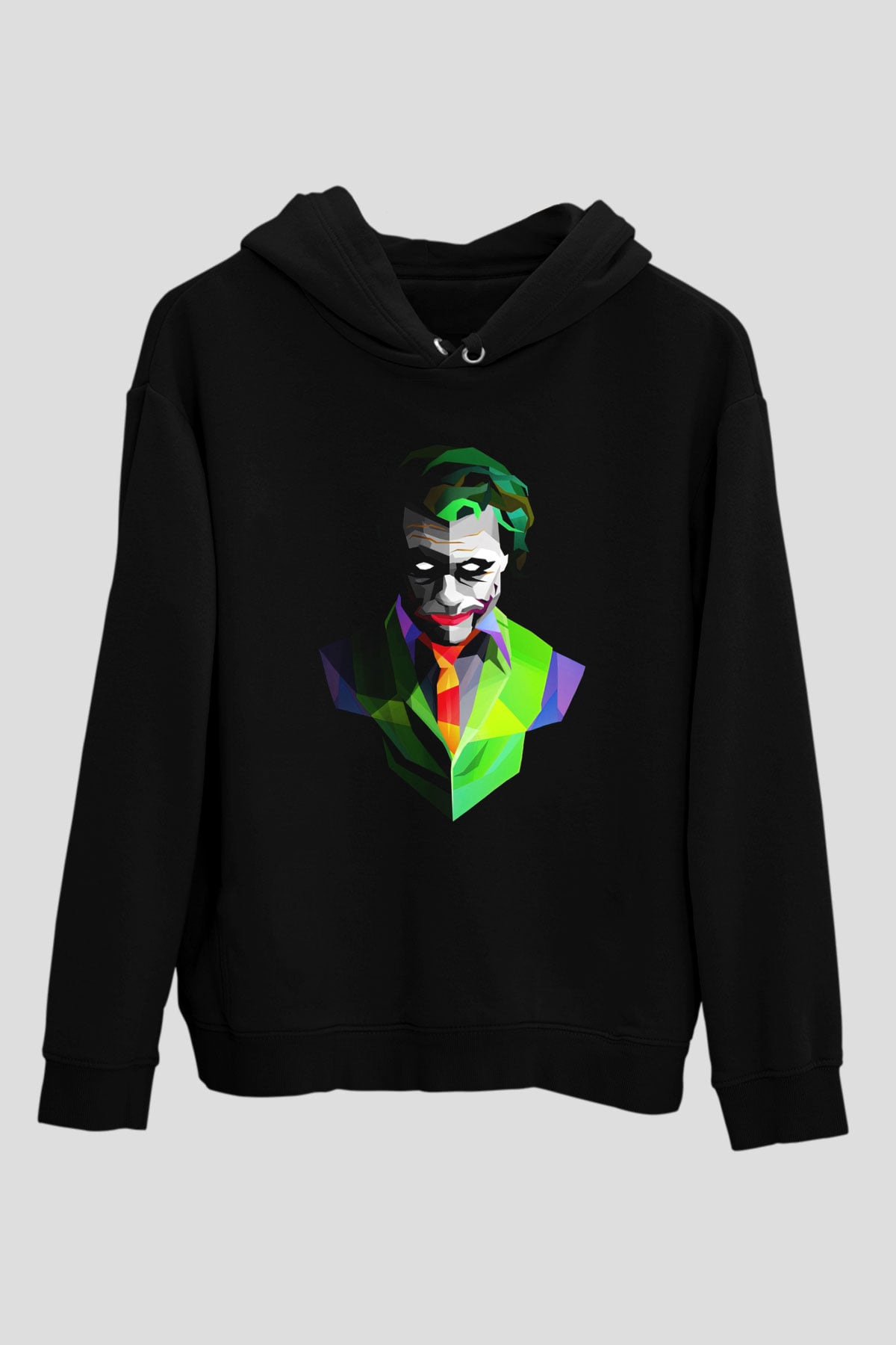 Unisex Joker Siyah Unisex Kapüşonlu Sweatshirt
