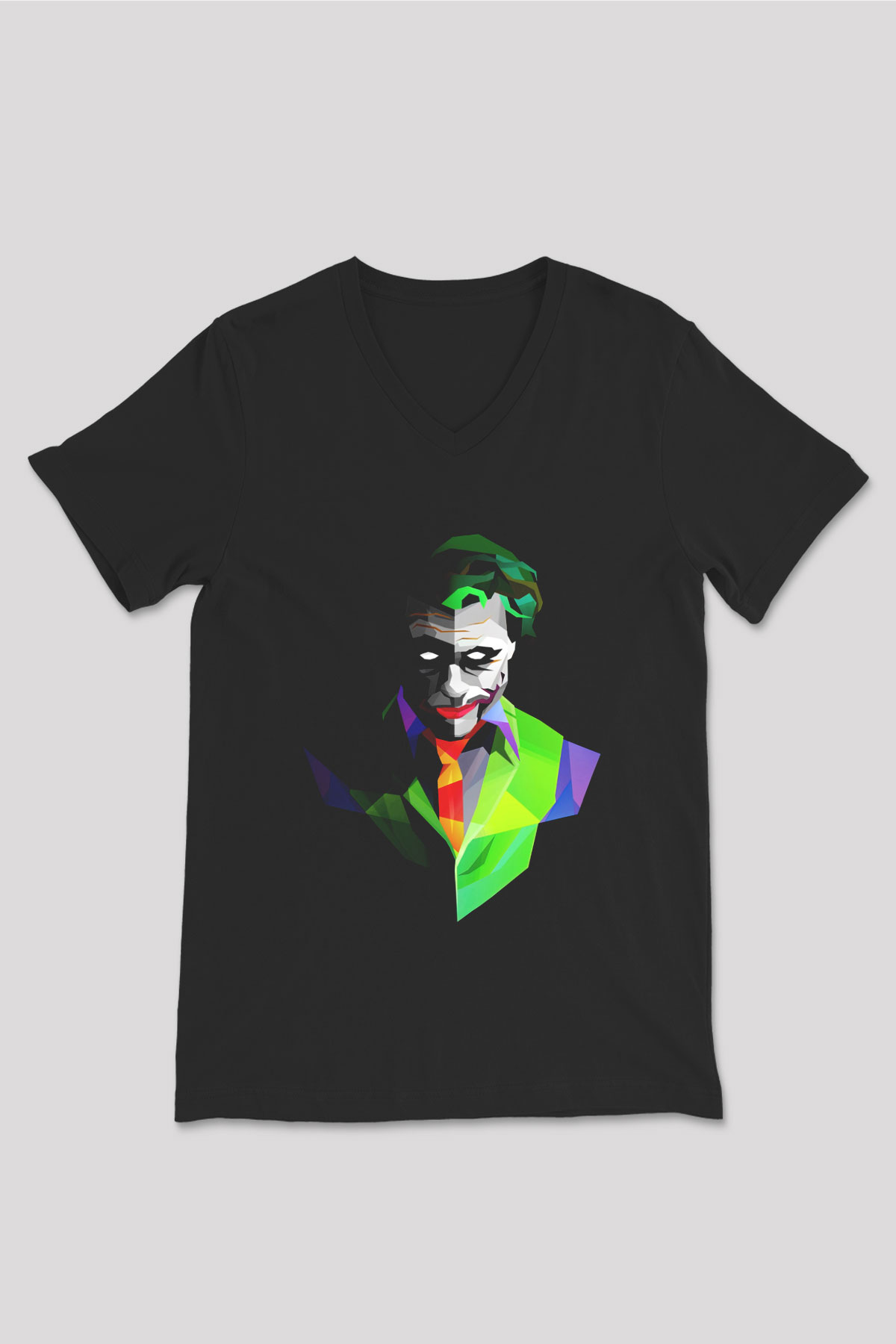 Unisex Joker Siyah Unisex V Yaka Tişört