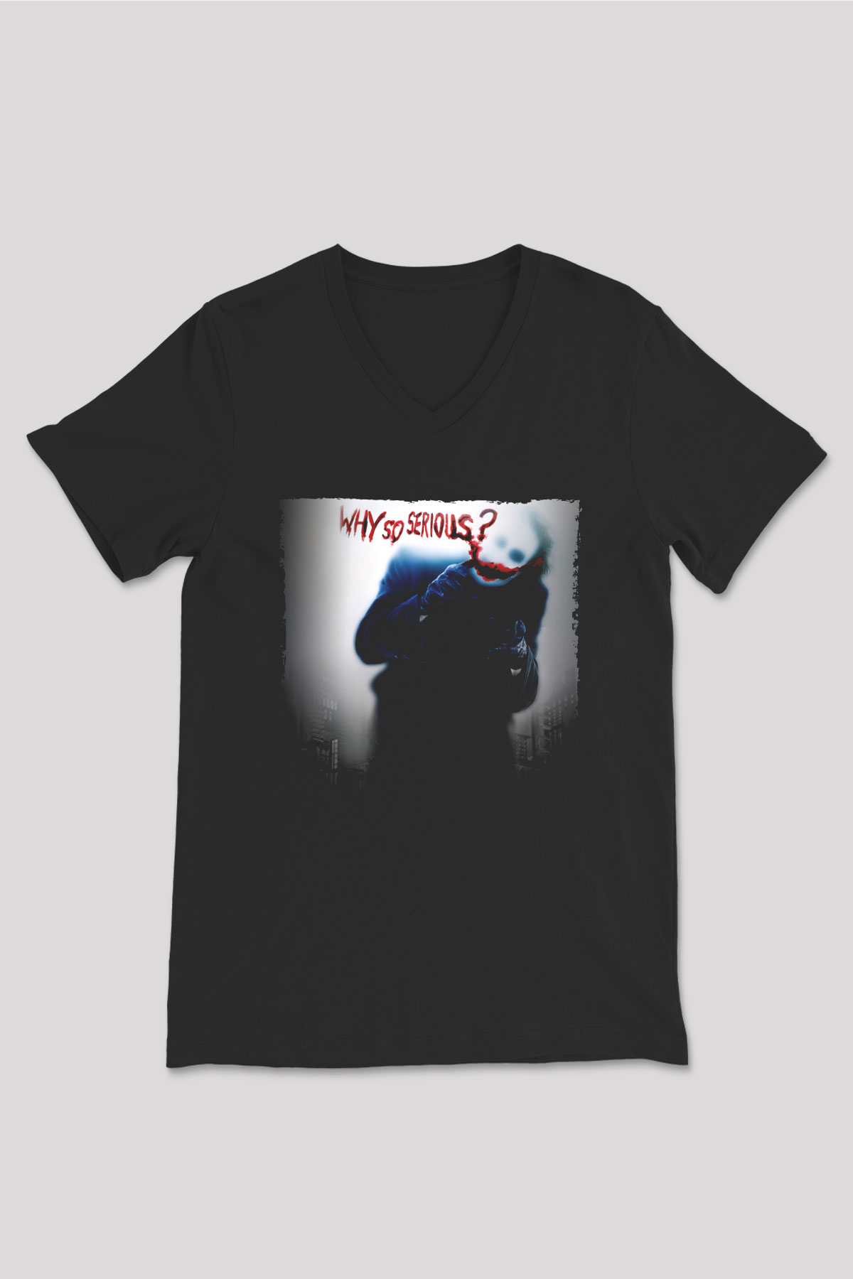 Unisex Joker Siyah Unisex V Yaka Tshirt