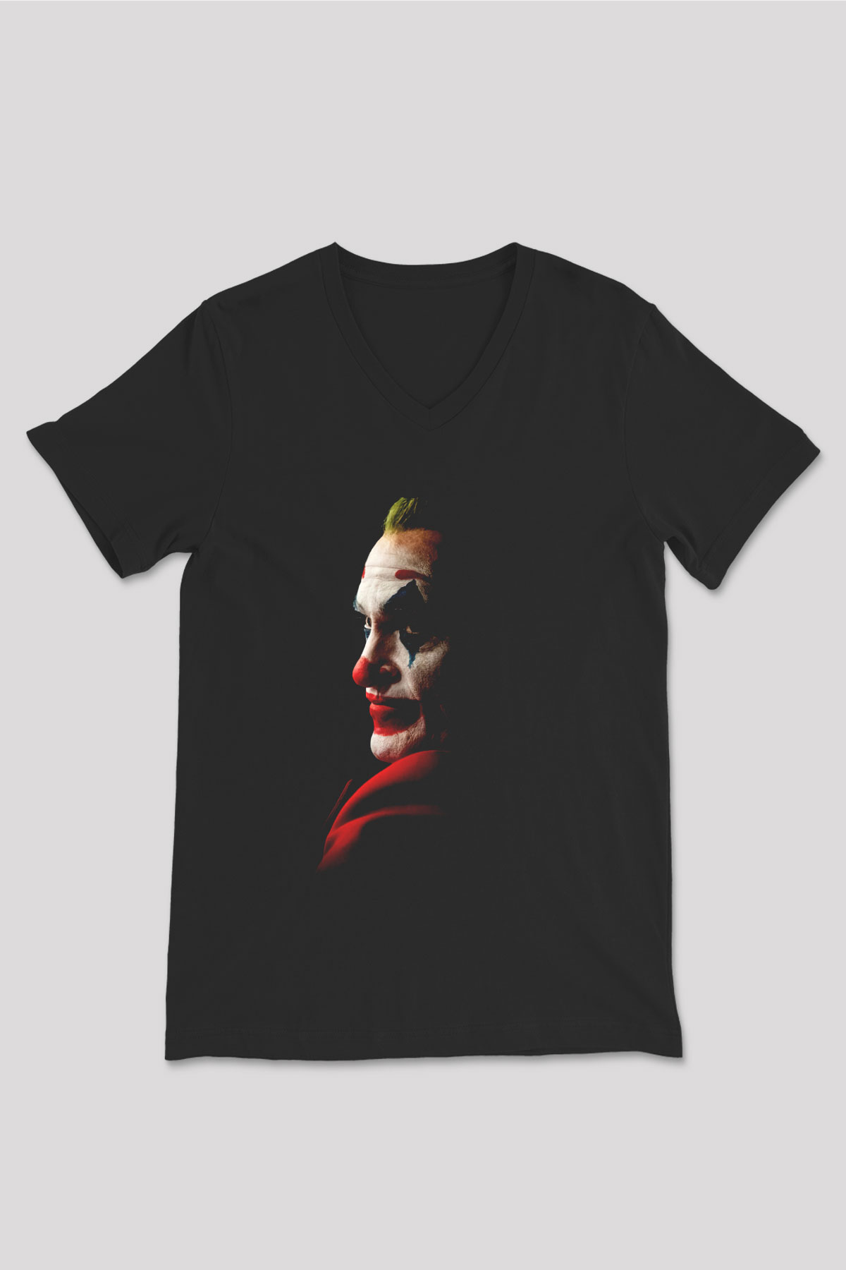 Unisex Joker Siyah V Yaka T-shirt