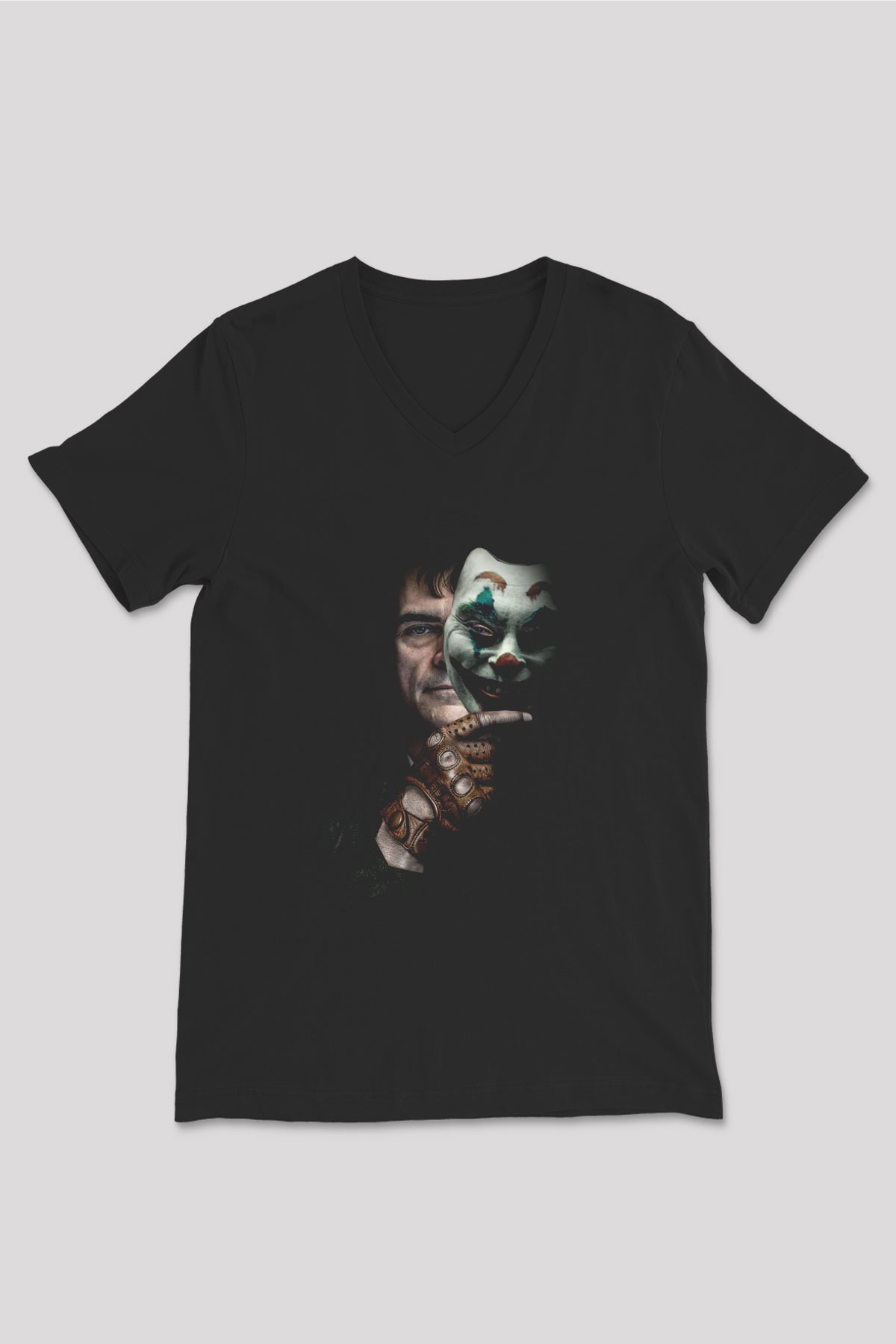 Unisex Joker Siyah V Yaka Tişört