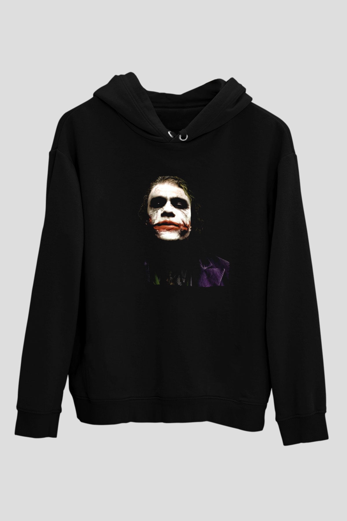 Unisex Joker Temalı Siyah Unisex Kapüşonlu Sweatshirt