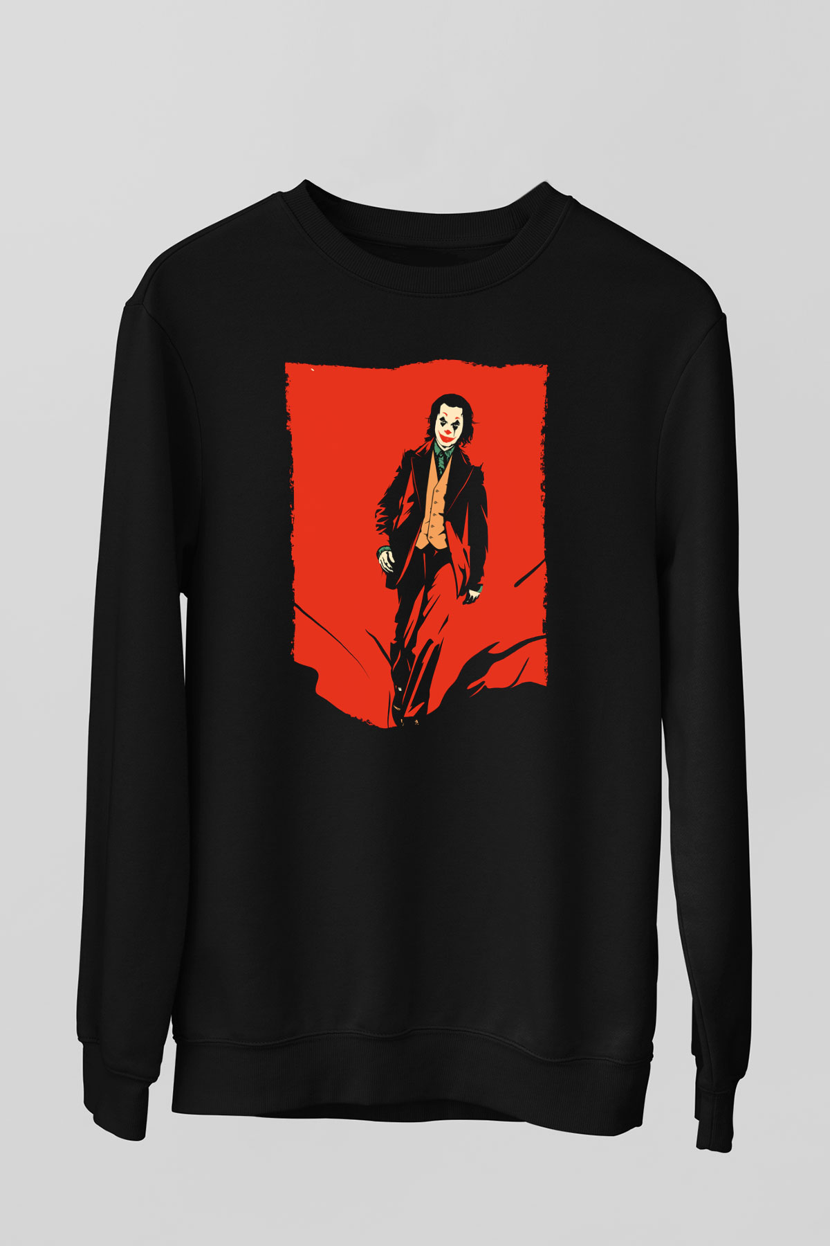 Unisex Joker Temalı Siyah Unisex Sweatshirt