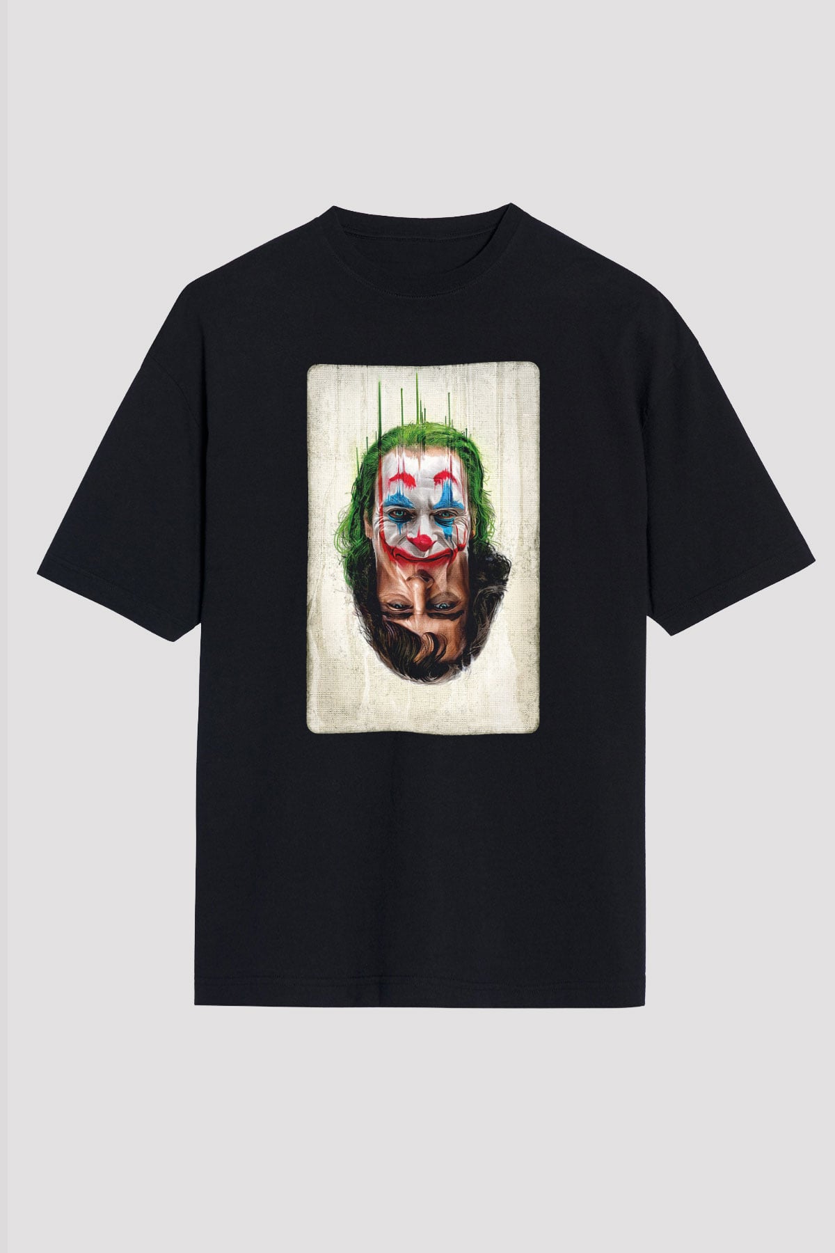 Unisex Joker Unisex Baskılı Siyah Oversize Tshirt