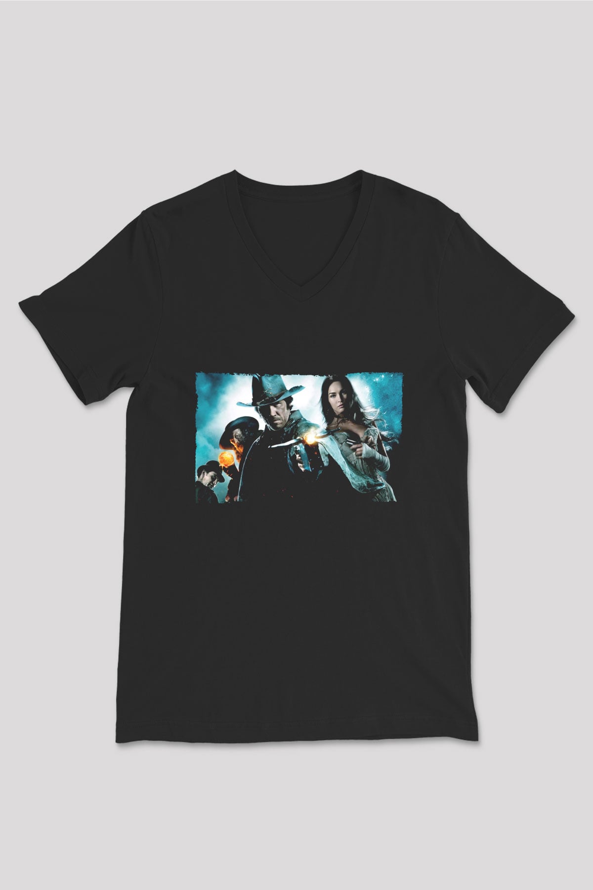 Unisex Jonah Hex Baskılı Siyah V Yaka Tişört