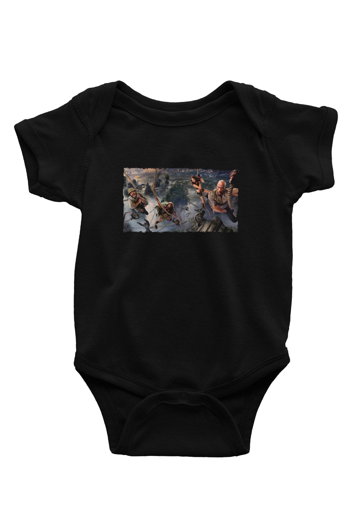 Unisex Jumanji Yeni Seviye (Jumanji The Next Level) Baskılı Siyah Bebek Body - Zıbın
