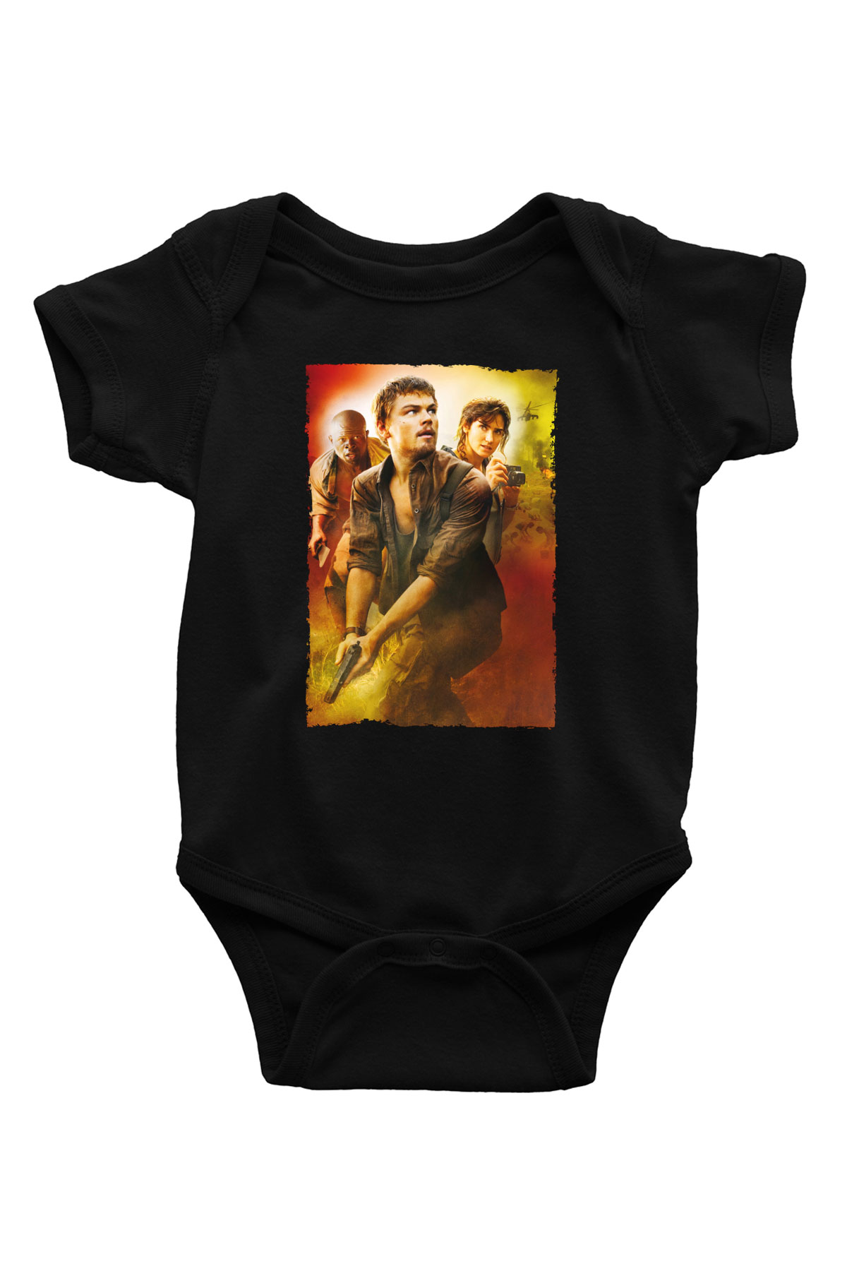 Unisex Kanlı Elmas (Blood Diamond) Baskılı Siyah Bebek Body - Zıbın