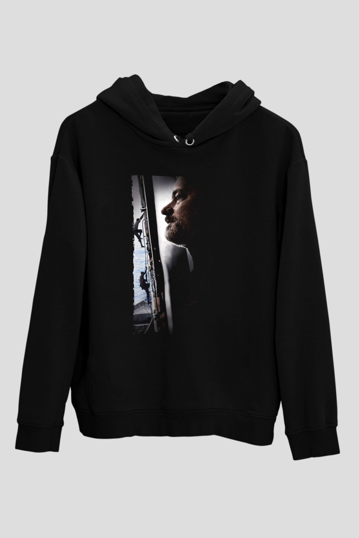 Unisex Kaptan Phillips (Captain Phillips) Baskılı Siyah Kapüşonlu Sweatshirt
