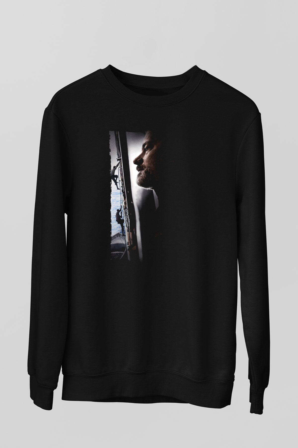 Unisex Kaptan Phillips (Captain Phillips) Baskılı Siyah Sweatshirt