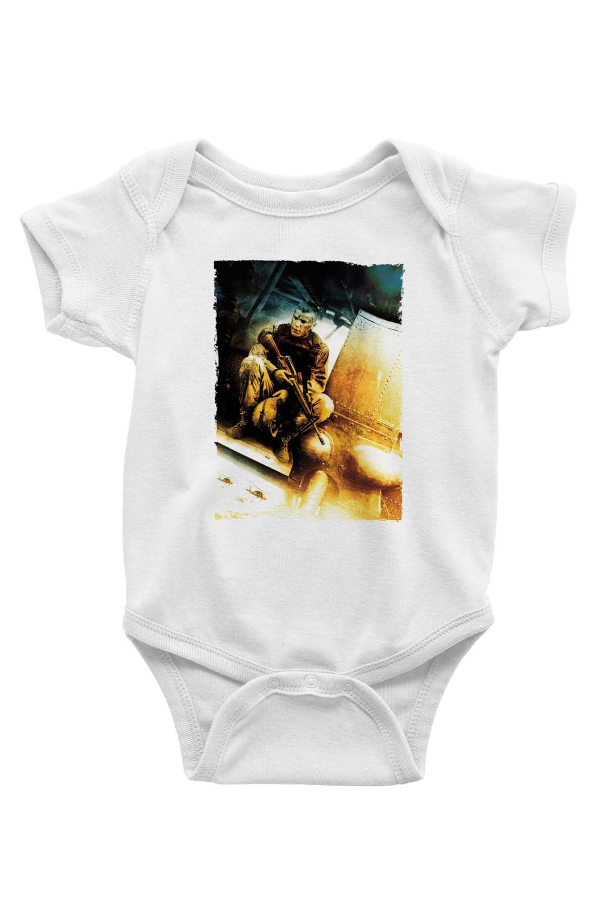 Unisex Kara Şahin Düştü - Black Hawk Down Baskılı Bebek Body - Zıbın