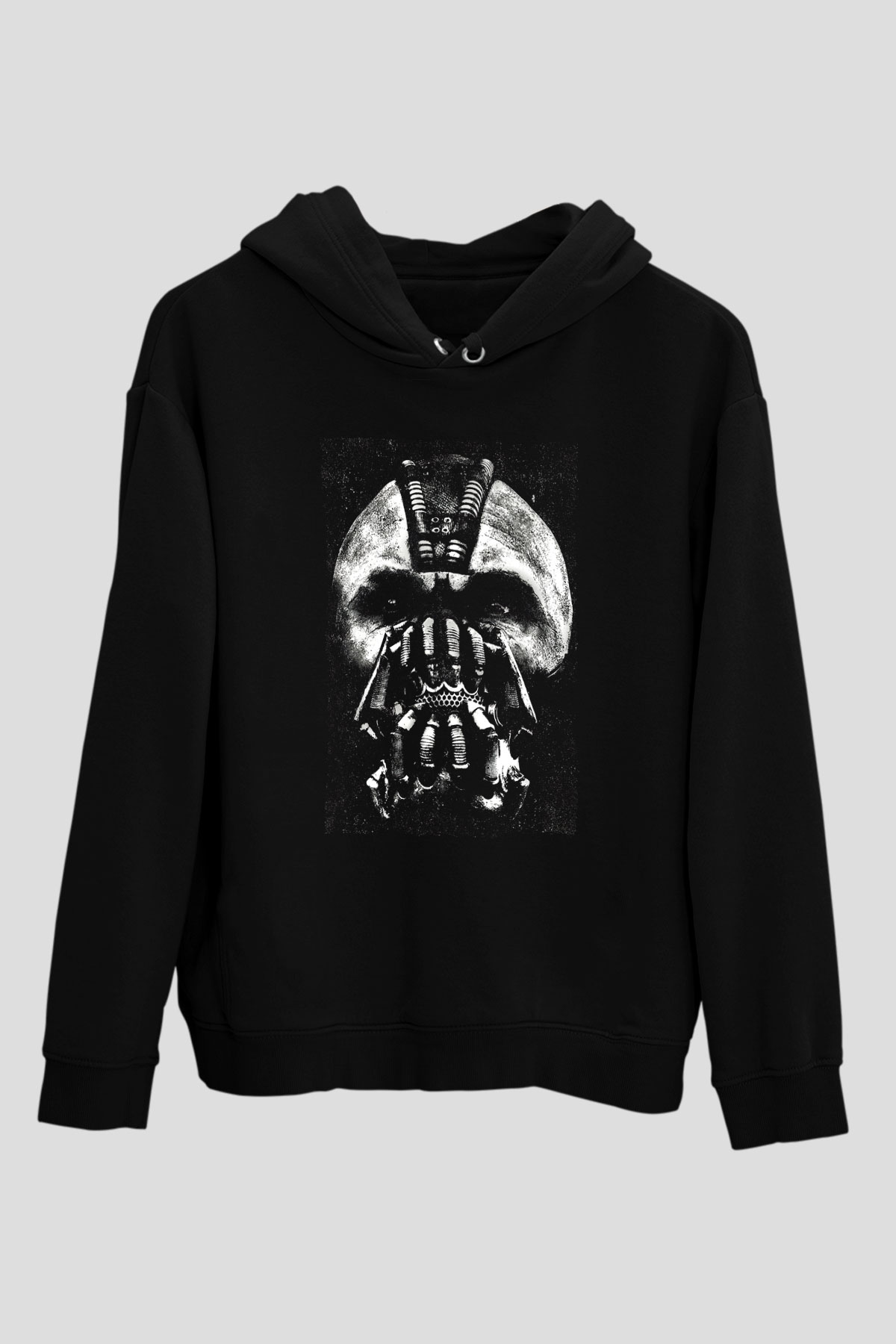 Unisex Kara Şövalye (The Dark Knight) Baskılı Siyah Kapüşonlu Sweatshirt