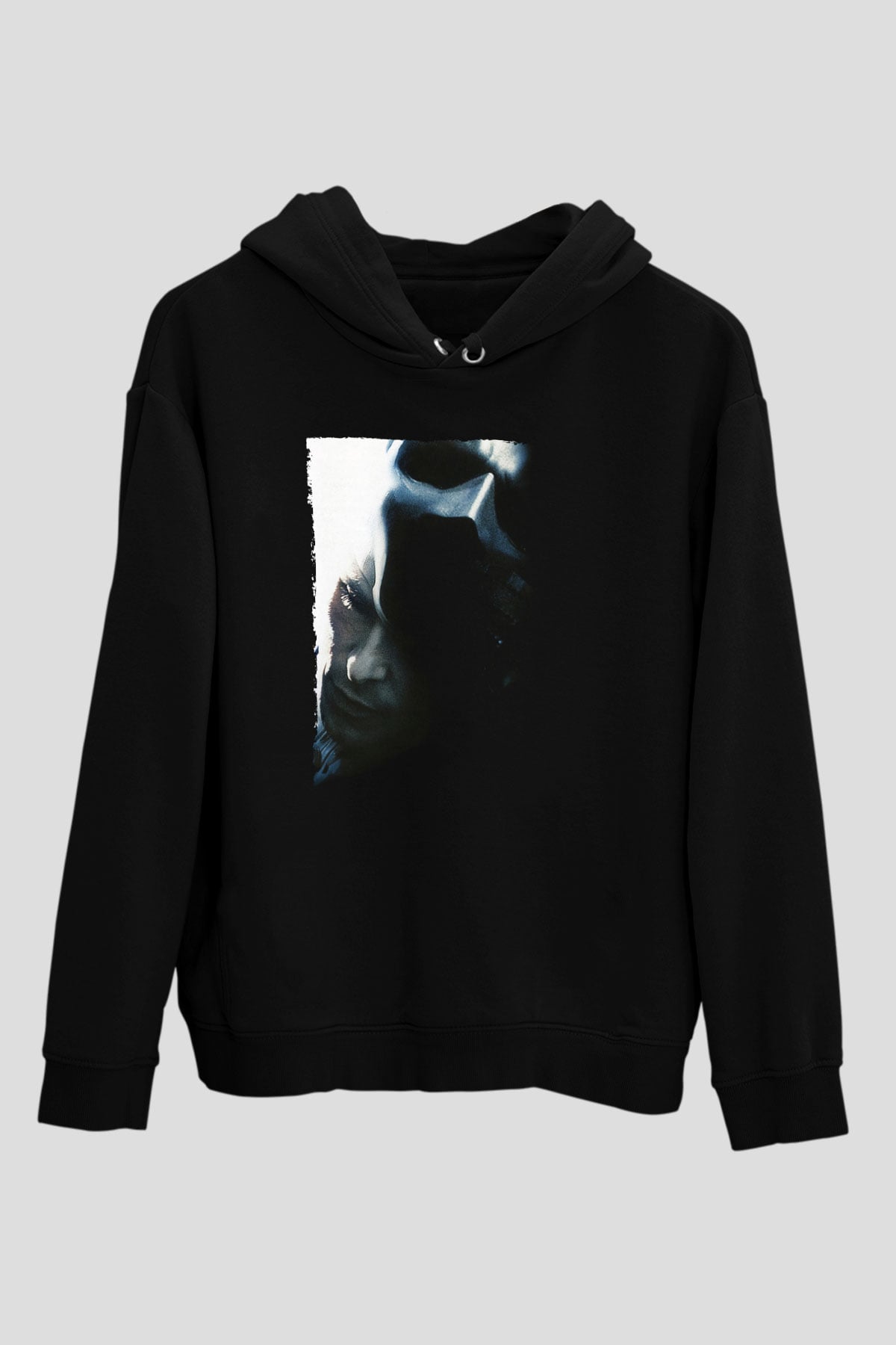 Unisex Kara Şövalye (The Dark Knight) Baskılı Siyah Unisex Kapüşonlu Sweatshirt