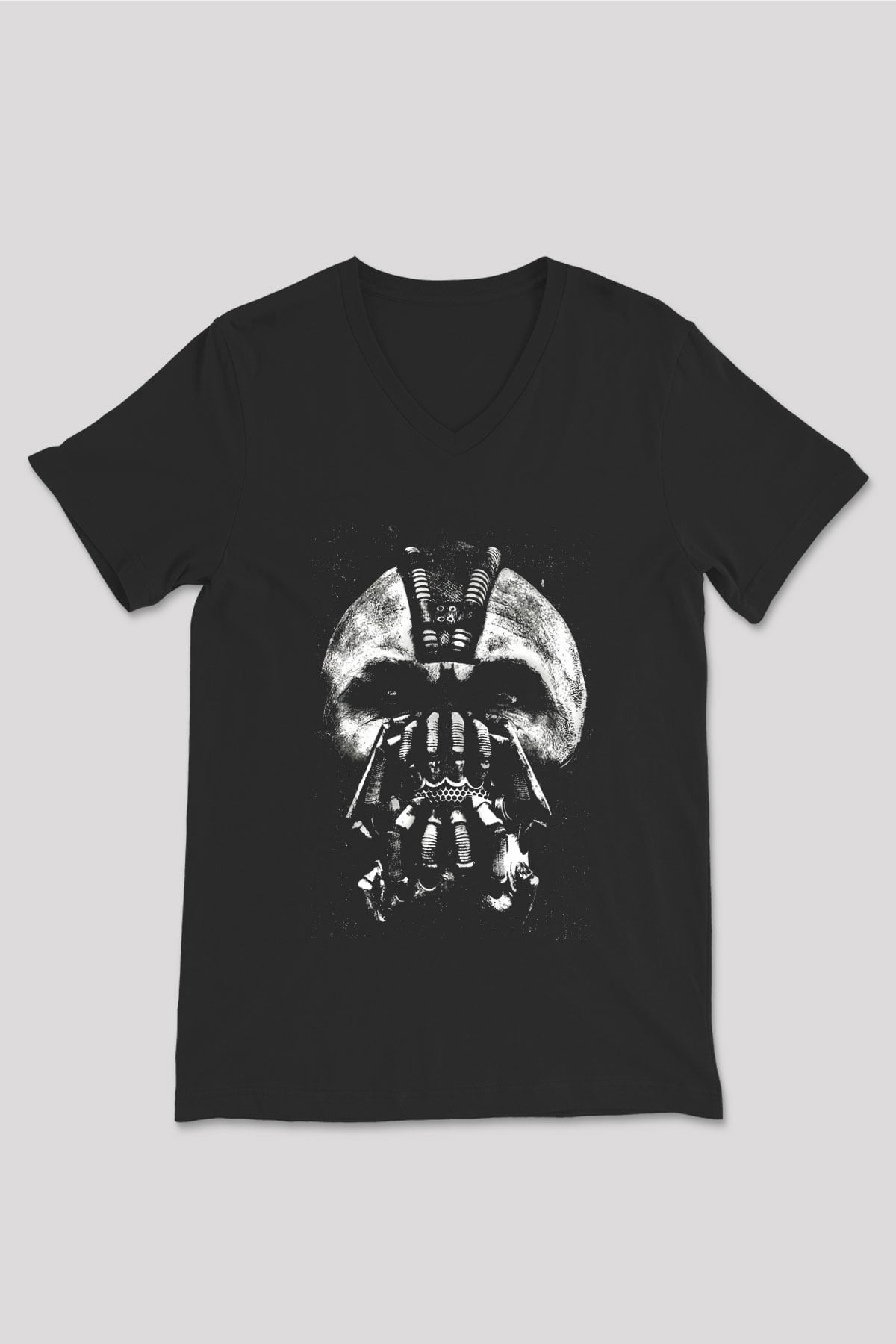 Unisex Kara Şövalye (The Dark Knight) Baskılı Siyah V Yaka Tişört