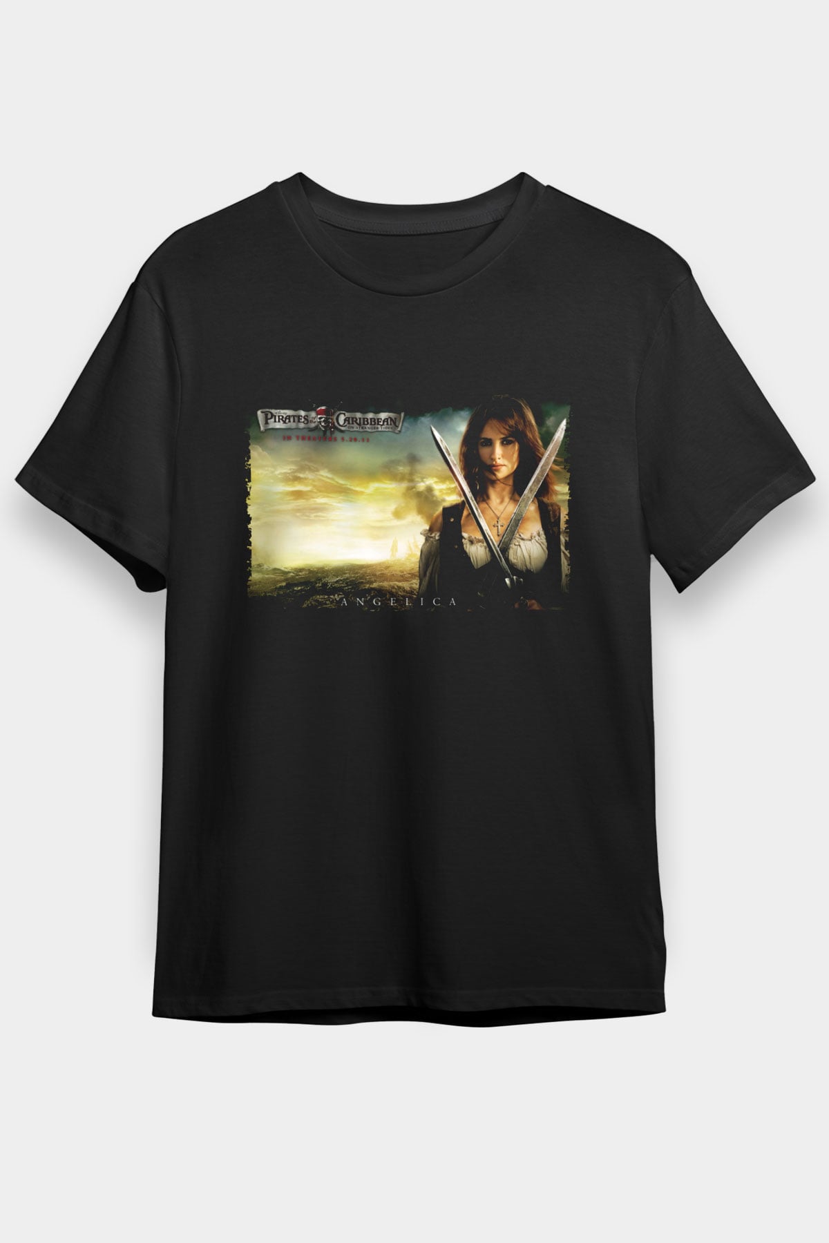 Unisex Karayip Korsanları Gizemli Denizlerde (Pirates of the Caribbean On Stranger Tides) Baskılı Siyah T-Shirt