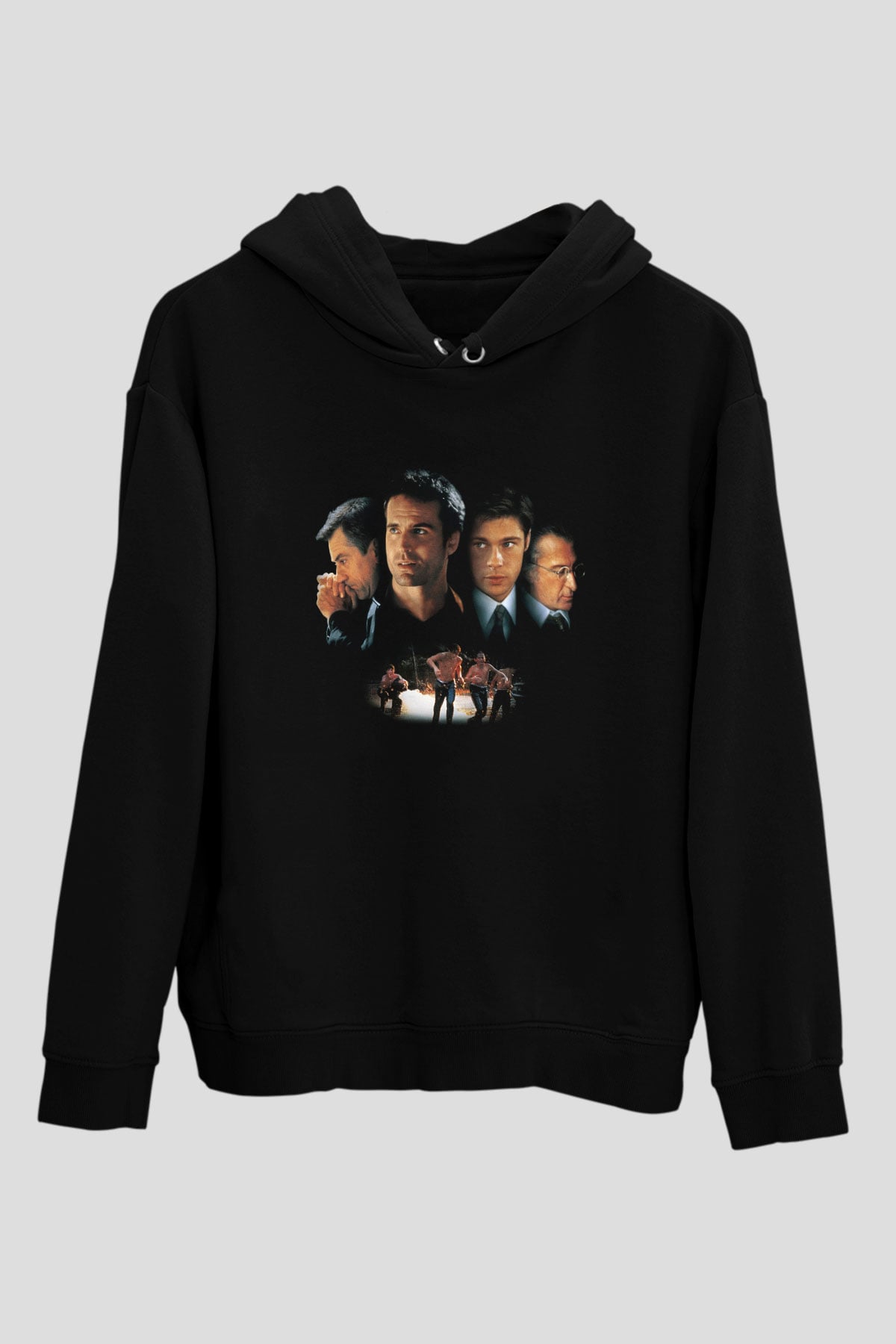 Unisex Kardeş Gibiydiler (Sleepers) Baskılı Siyah Kapüşonlu Sweatshirt