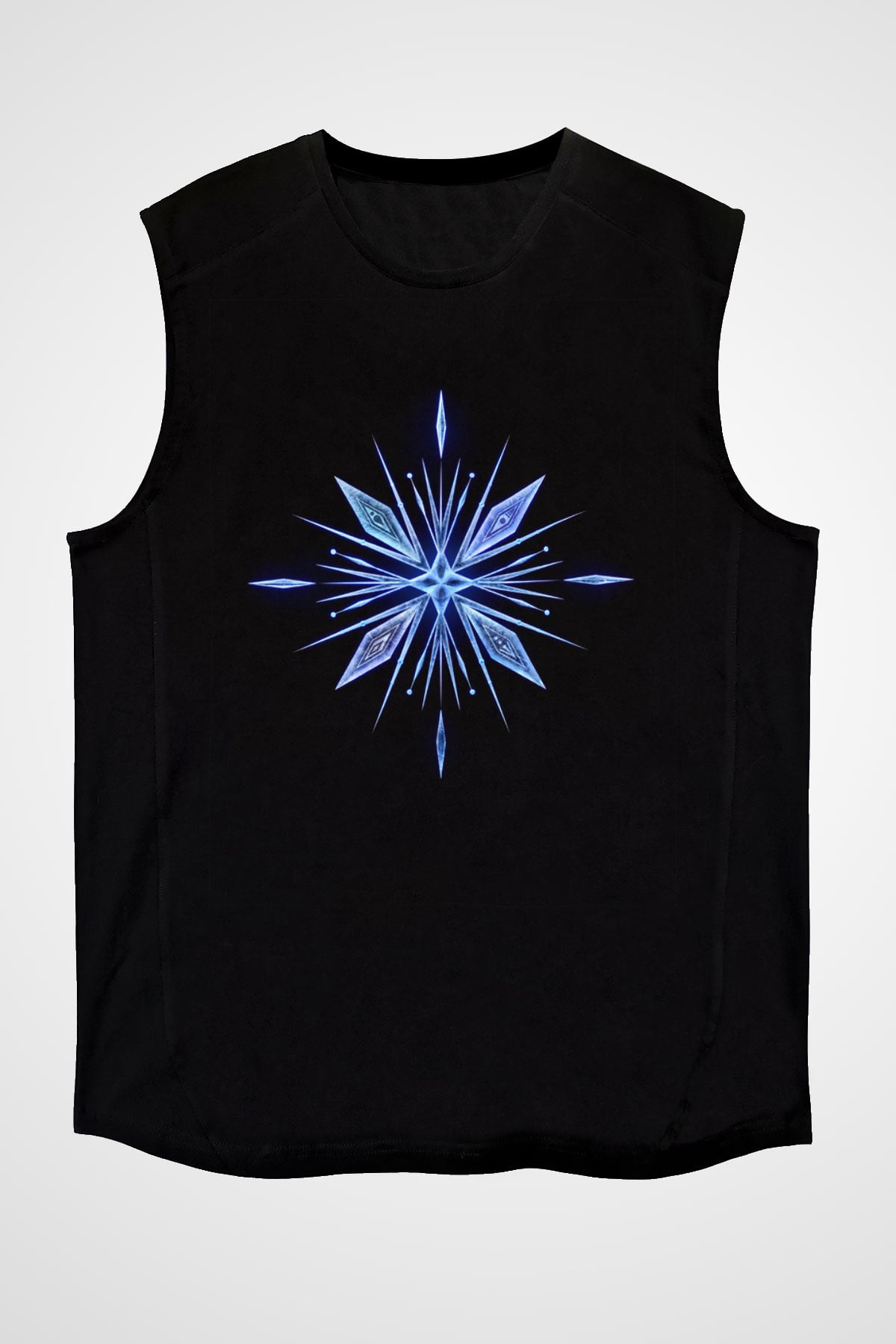Unisex Karlar Ülkesi 2 (Frozen 2) Baskılı Siyah Kolsuz Tshirt