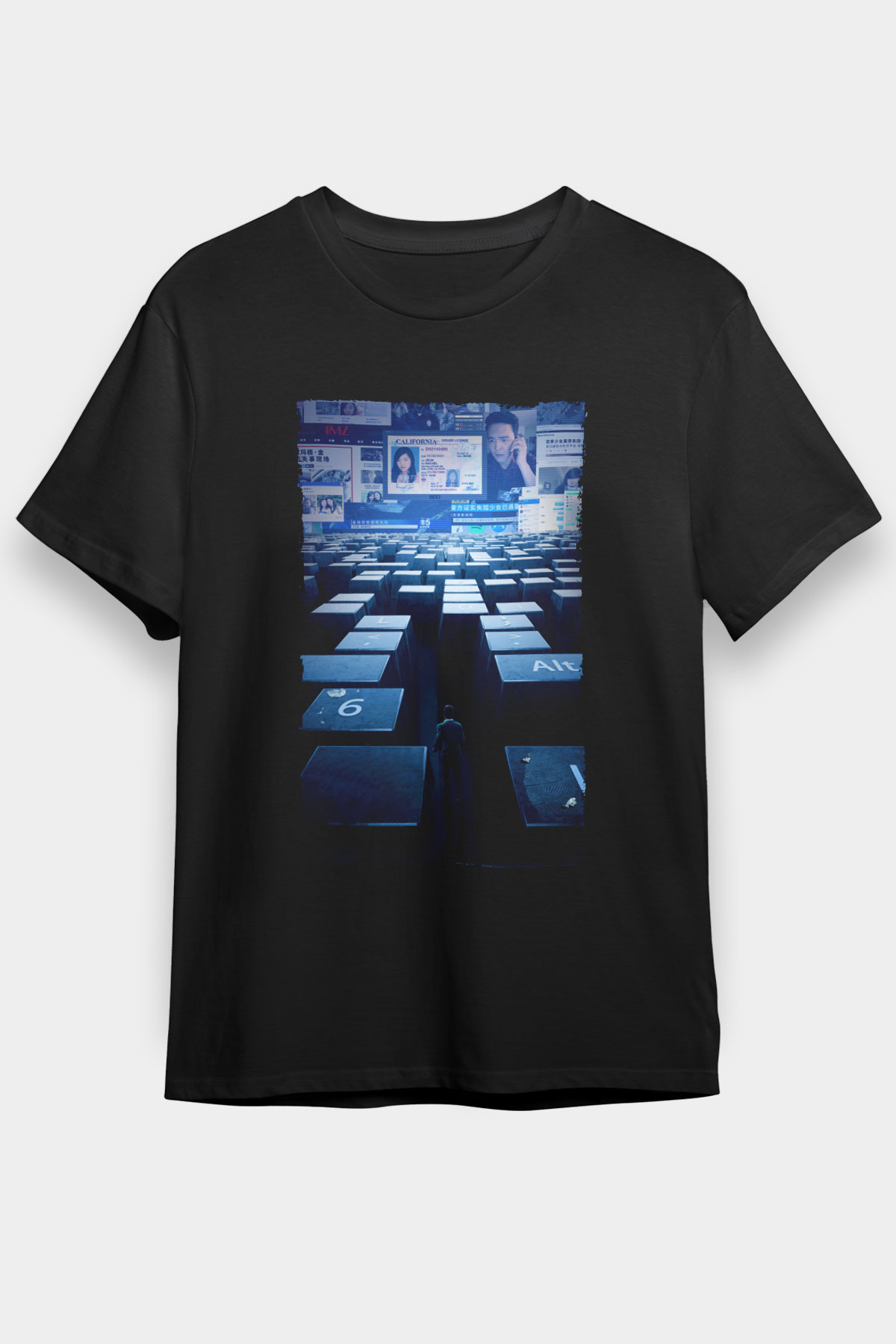 Unisex Kayıp Aranıyor (Searching) Baskılı Siyah Tshirt