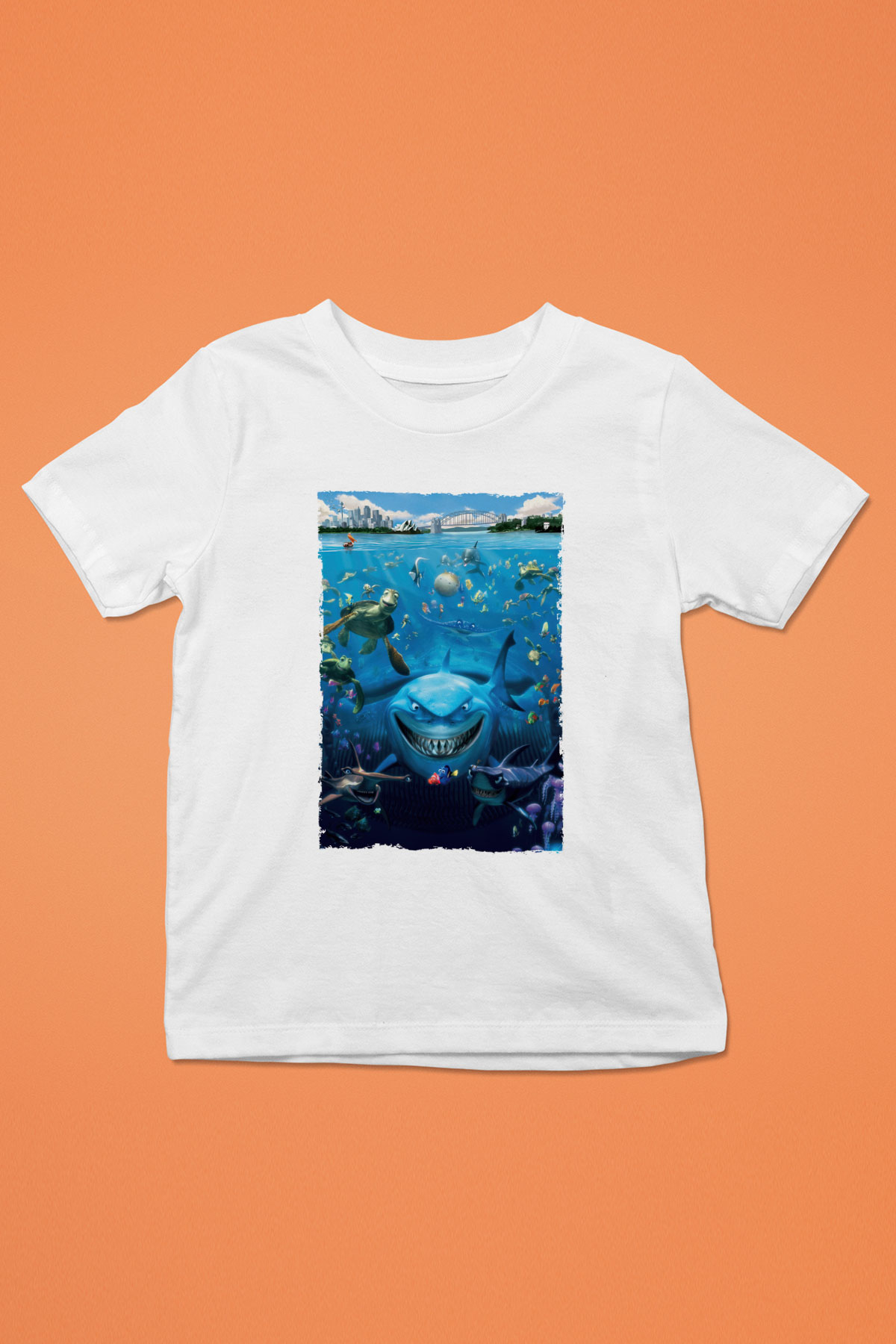 Unisex Kayıp Balık Nemo (Finding Nemo) Baskılı Beyaz Çocuk Tshirt