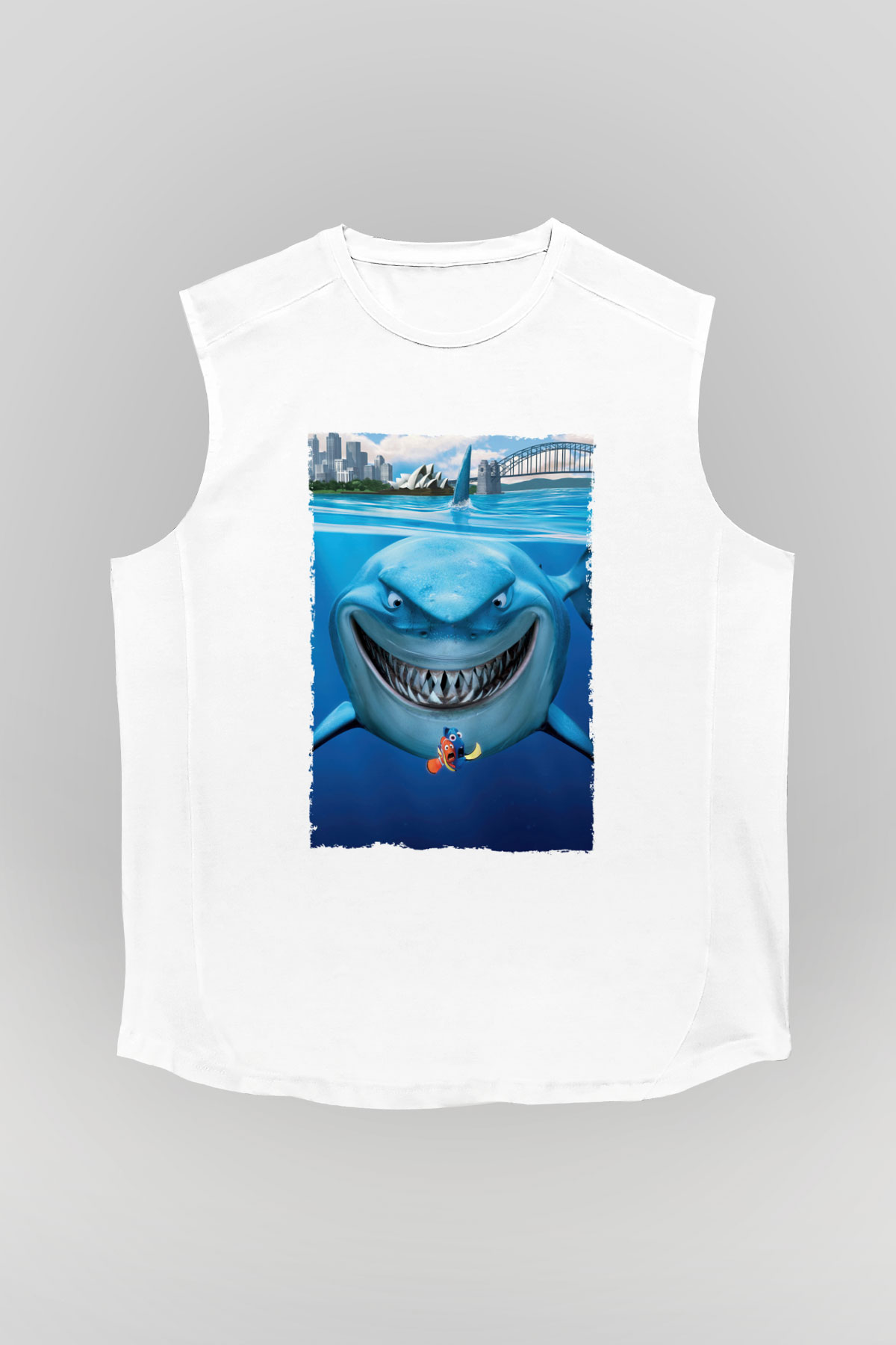 Unisex Kayıp Balık Nemo (Finding Nemo) Baskılı Beyaz Kolsuz T-shirt