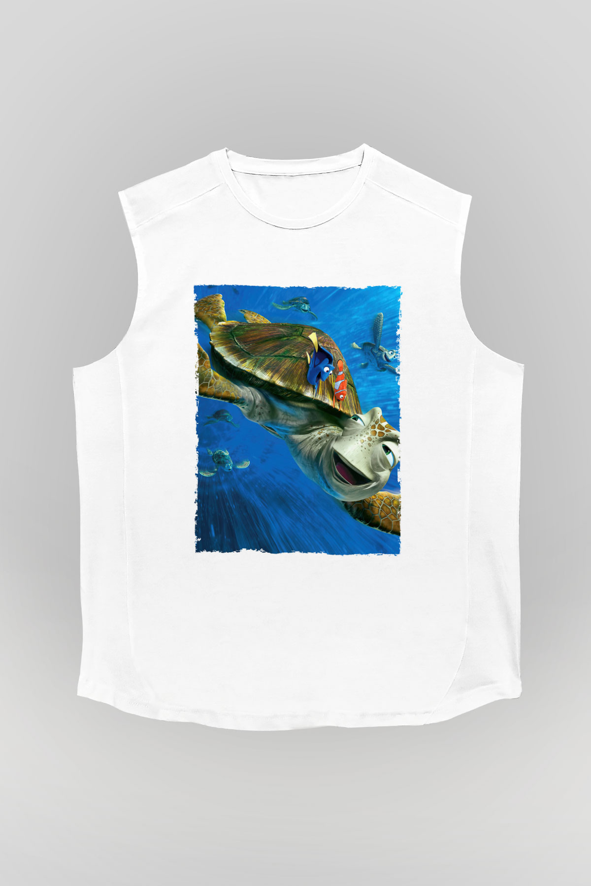 Unisex Kayıp Balık Nemo (Finding Nemo) Baskılı Beyaz Kolsuz Tişört