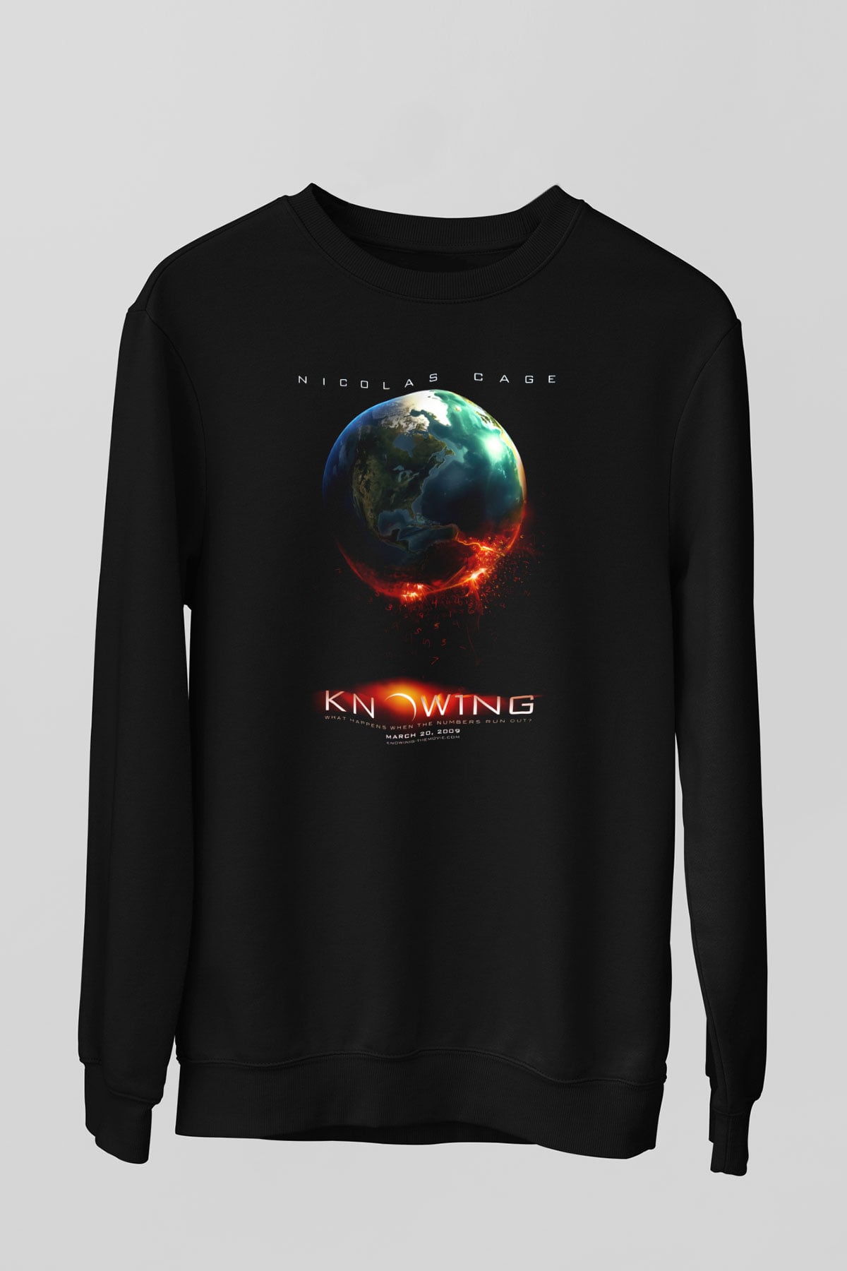 Unisex Kehanet (Knowing) Baskılı Siyah Sweatshirt
