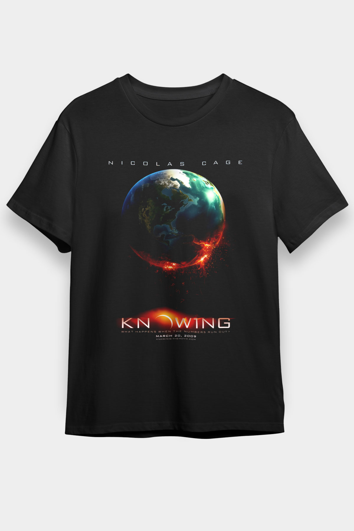 Unisex Kehanet (Knowing) Baskılı Siyah T-Shirt