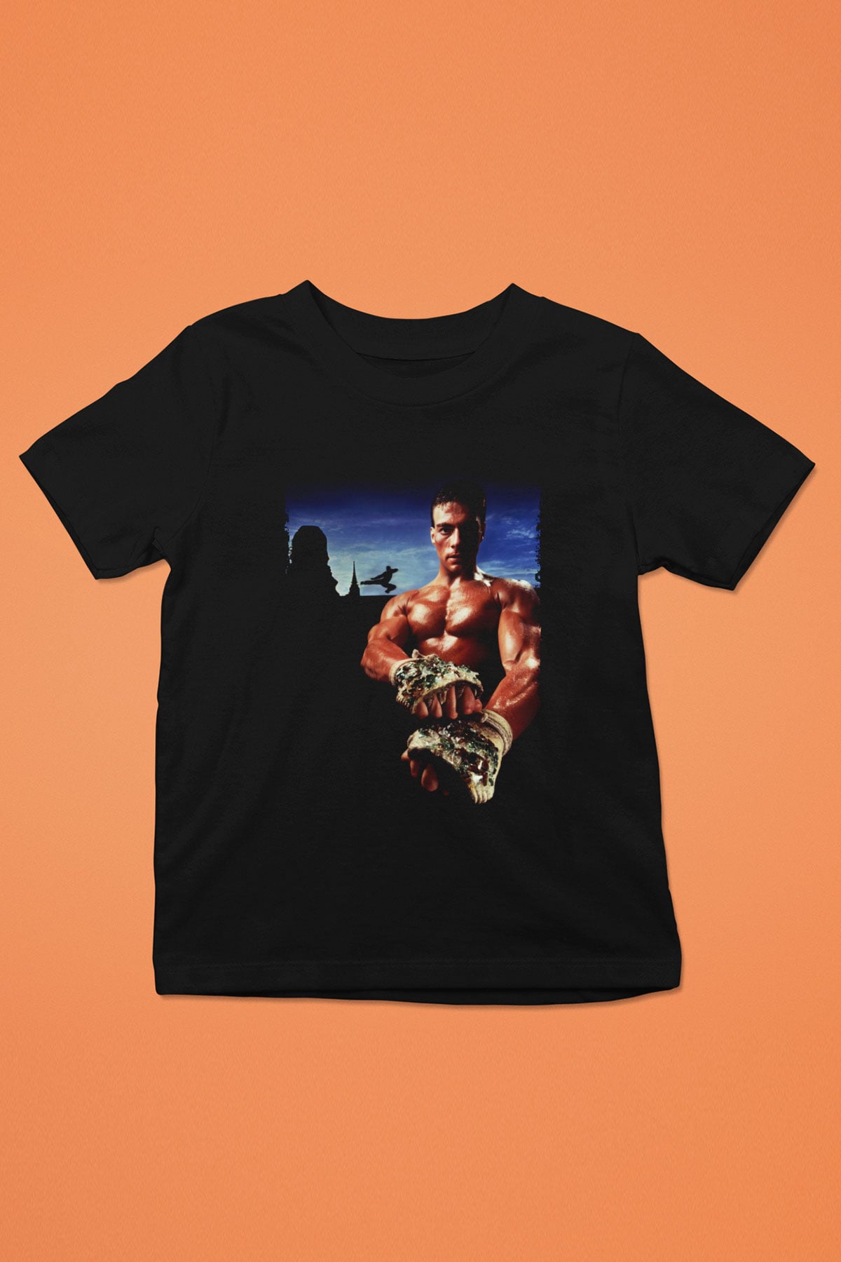 Unisex Kickboxer Baskılı Siyah Çocuk Tişört