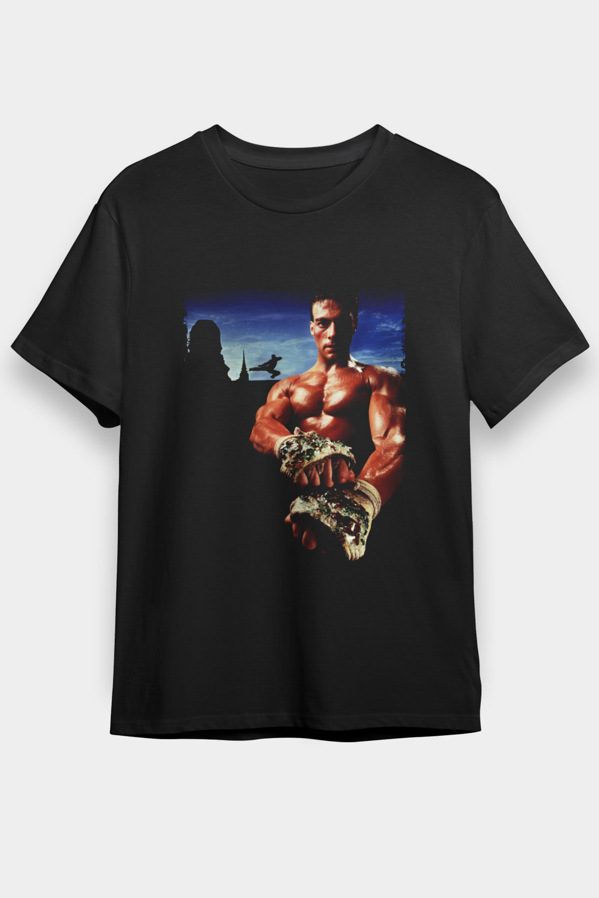 Unisex Kickboxer Baskılı Siyah Tişört