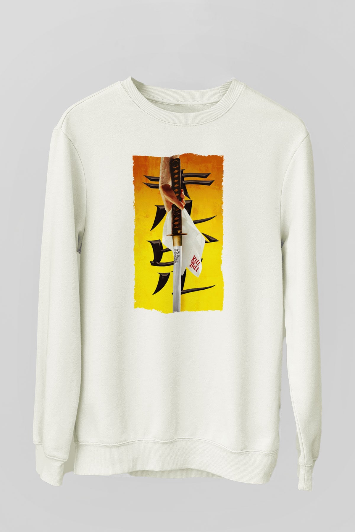 Unisex Kill Bill Baskılı Beyaz Sweatshirt