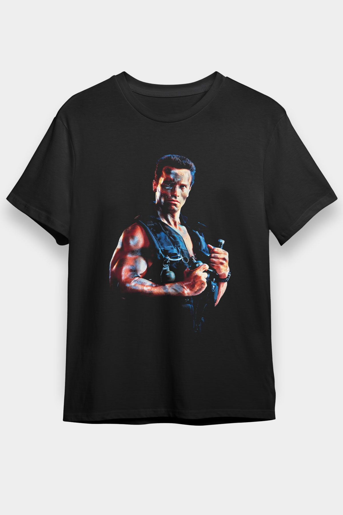 Unisex Komando (Commando) Baskılı Siyah Tshirt
