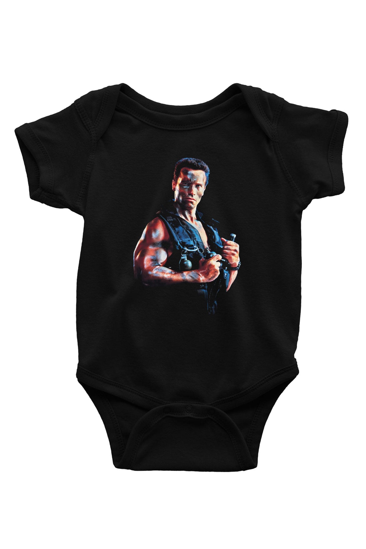 Unisex Komando (Commando) Baskılı Siyah Bebek Body - Zıbın