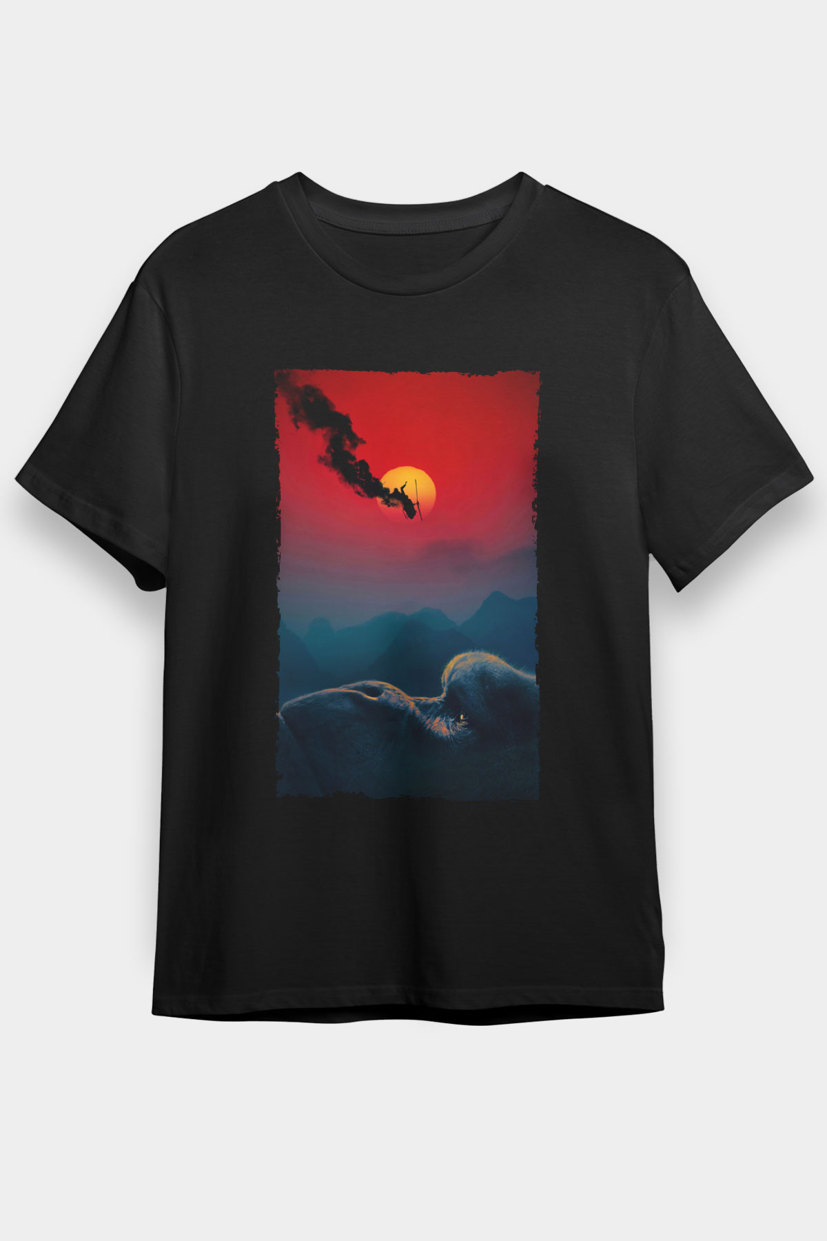 Unisex Kong Kafatası Adası (Kong Skull Island) Baskılı Siyah Unisex Tişört