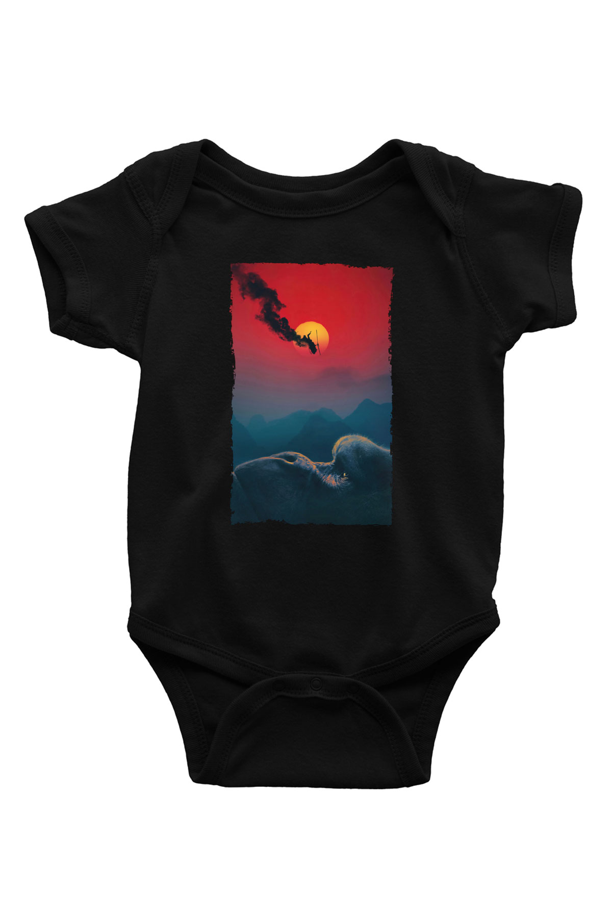 Unisex Kong Kafatası Adası (Kong Skull Island) Baskılı Siyah Çocuk Unisex Tişört