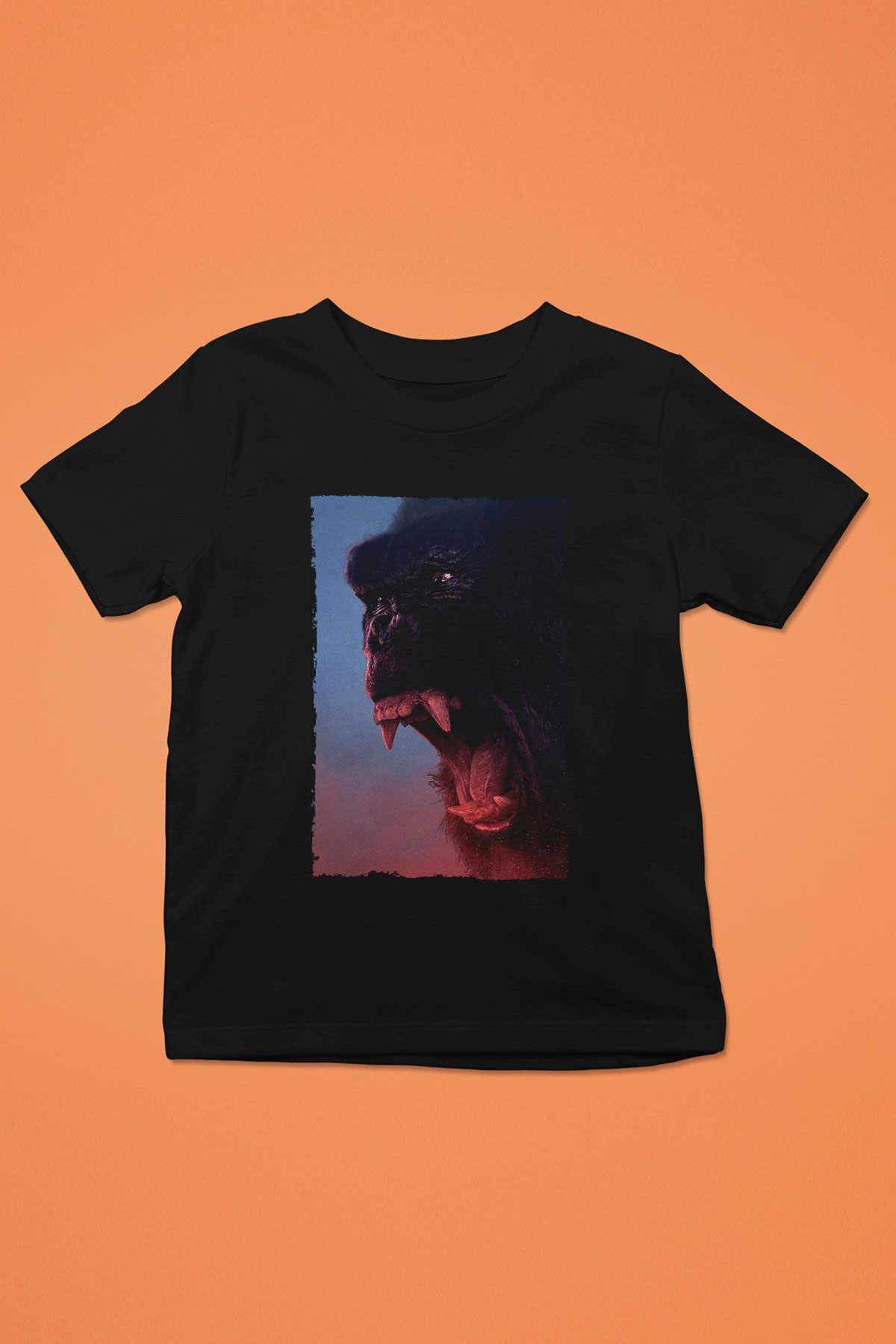 Unisex Kong Kafatası Adası (Kong Skull Island) Baskılı Siyah Çocuk Tişört