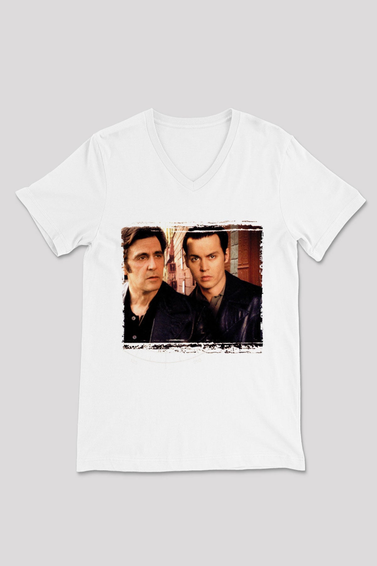 Unisex Köstebek (Donnie Brasco) Baskılı Beyaz V Yaka Tişört