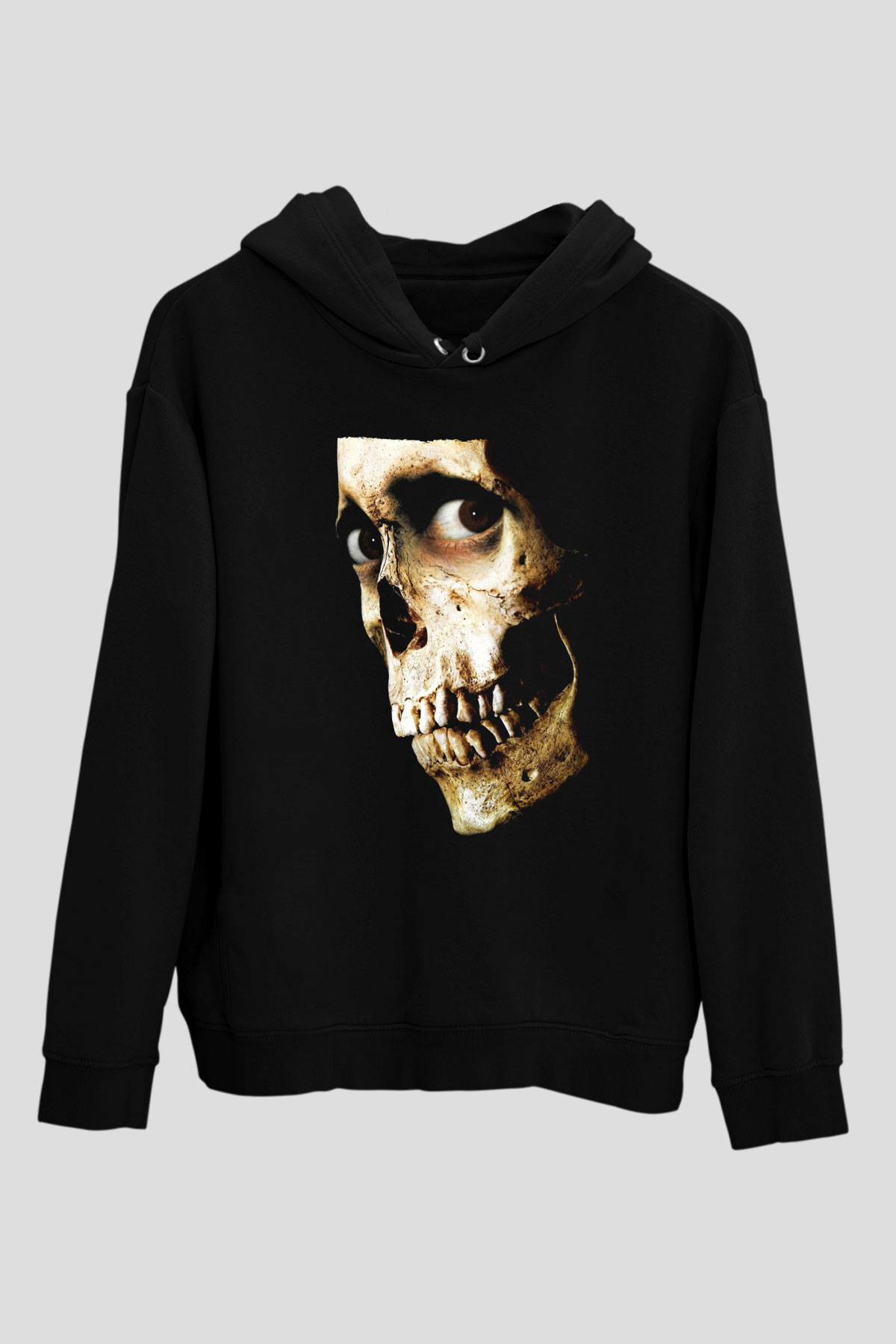 Unisex Kötü Ruh (Evil Dead) Baskılı Siyah Kapüşonlu Sweatshirt