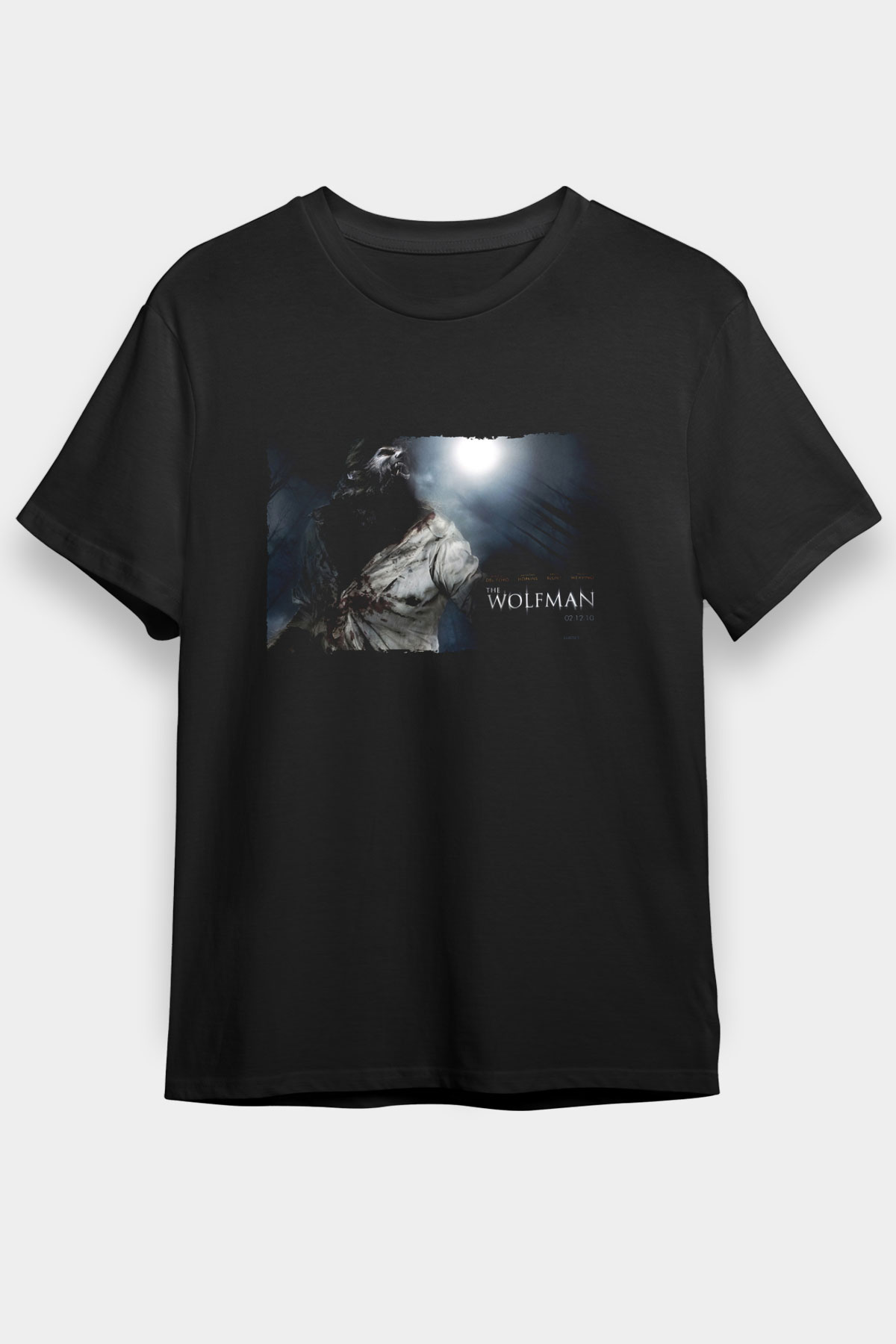 Unisex Kurt Adam (The Wolfman) Baskılı Siyah T-shirt