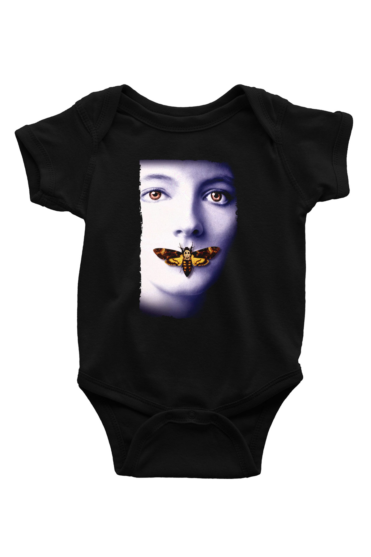 Unisex Kuzuların Sessizliği (The Silence of the Lambs) Baskılı Siyah Bebek Body - Zıbın