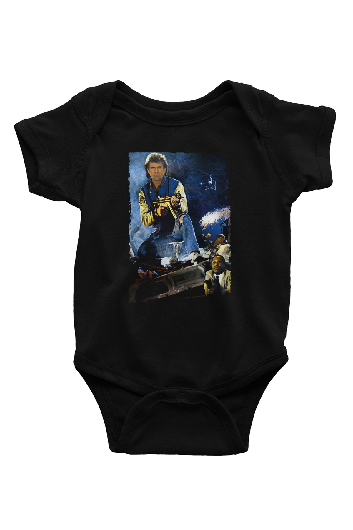 Unisex Lethal Weapon Baskılı Siyah Bebek Body - Zıbın