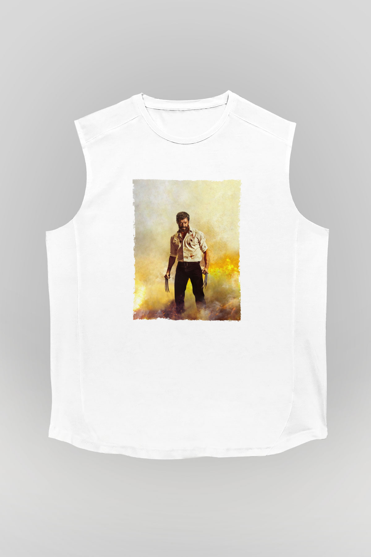 Unisex Logan Baskılı Beyaz Kolsuz Tshirt